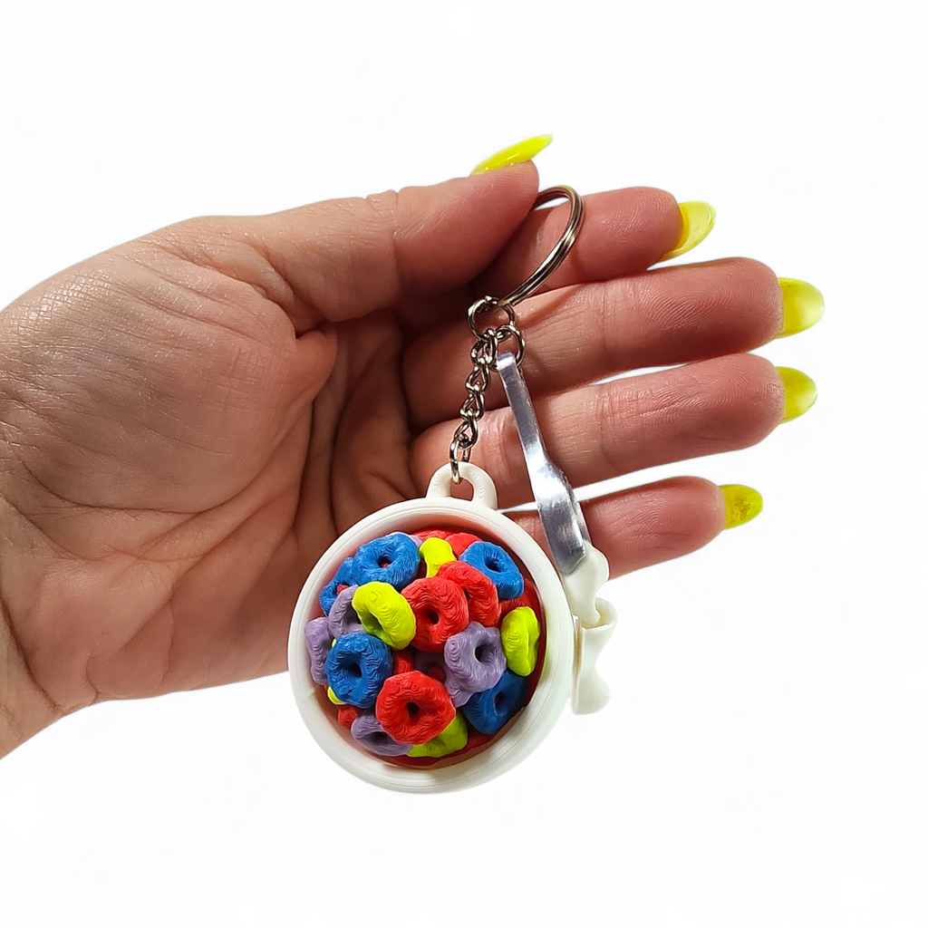 Froot Loop Cereal Clicker Keychain | Cute Cereal Fidget Toy, Sensory Clicker, Kawaii Bag Charm, ASMR Desk Toy