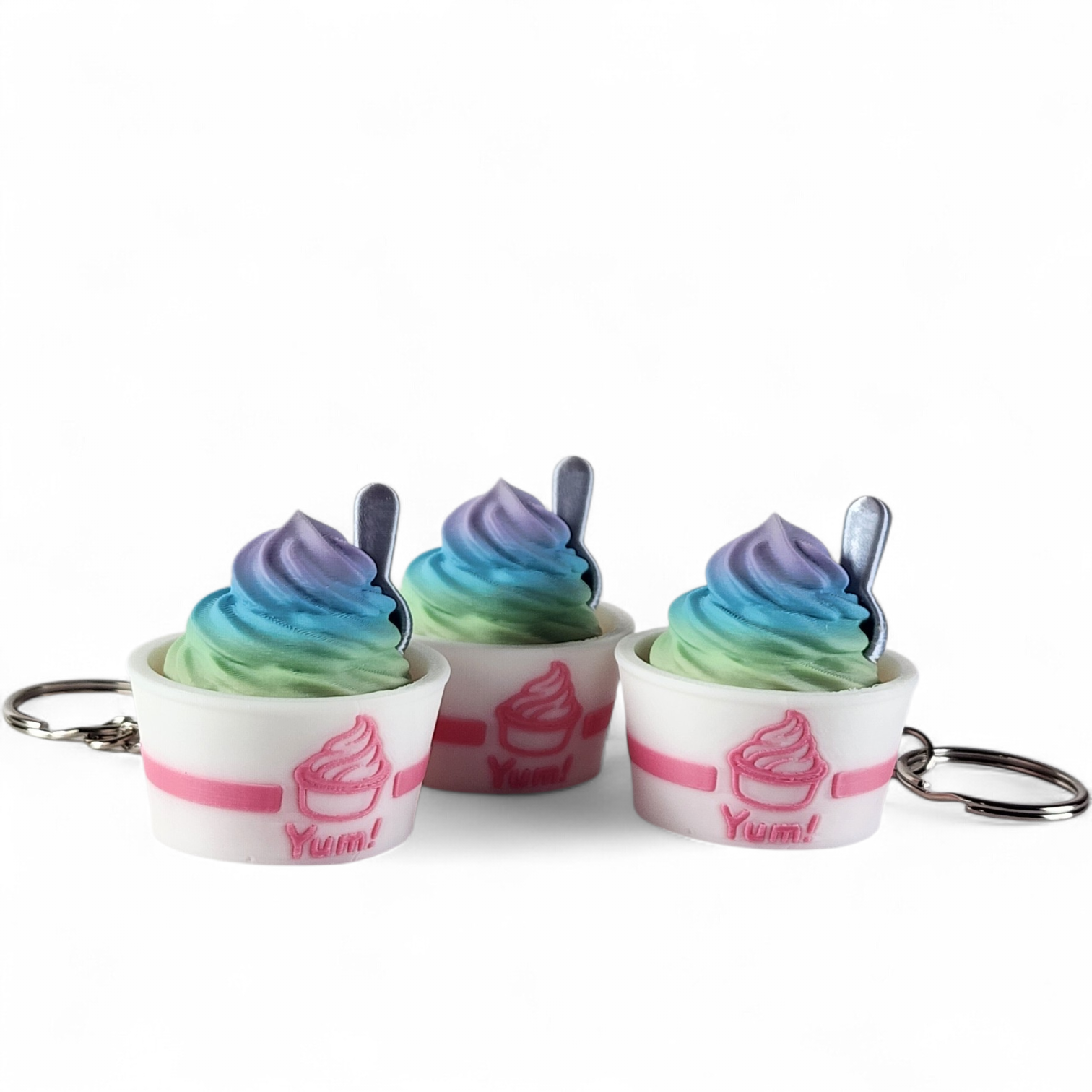 Swirly Frozen Yogurt Clicker Keychain – Cute Sensory Fidget Keychain for Stress Relief & Bag Charm