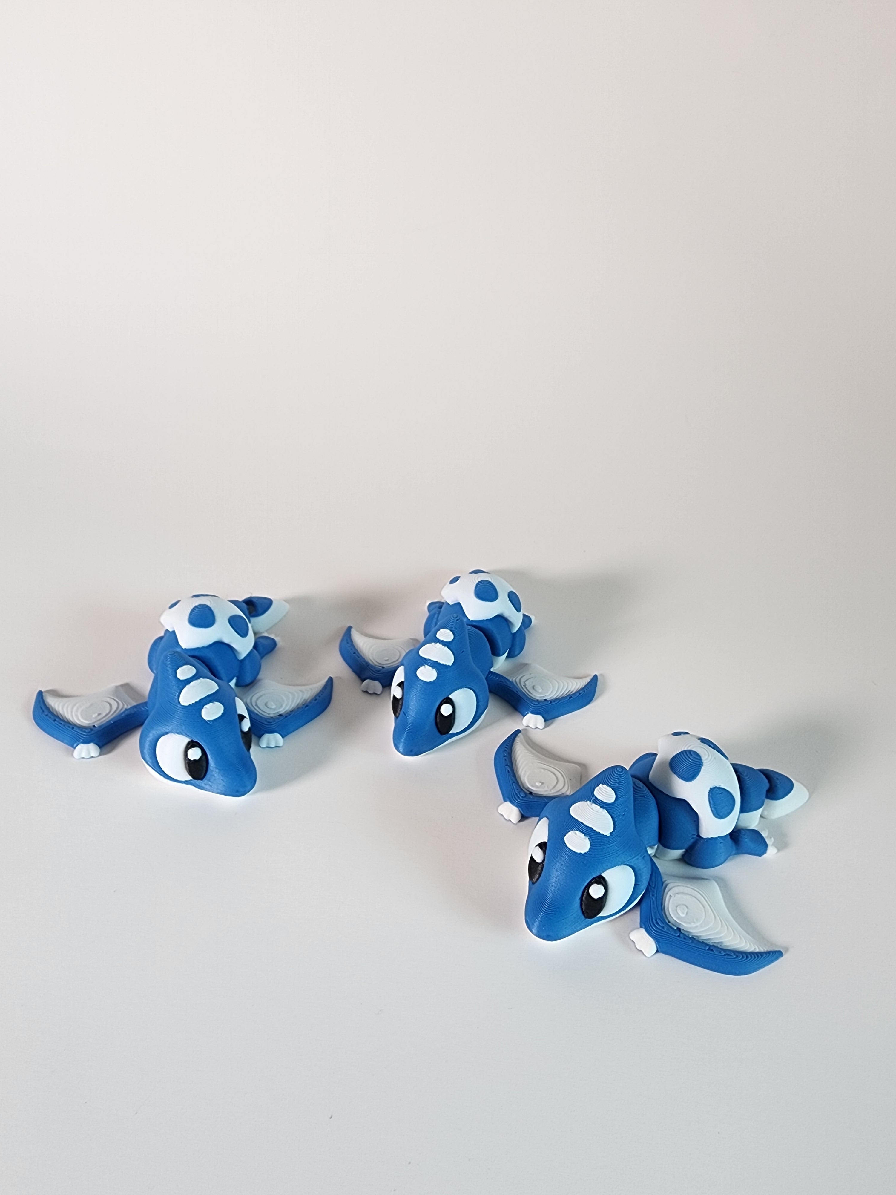 Articulated 3D Printed Baby Pterodactyl Toy: Blue Dino Hatchling
