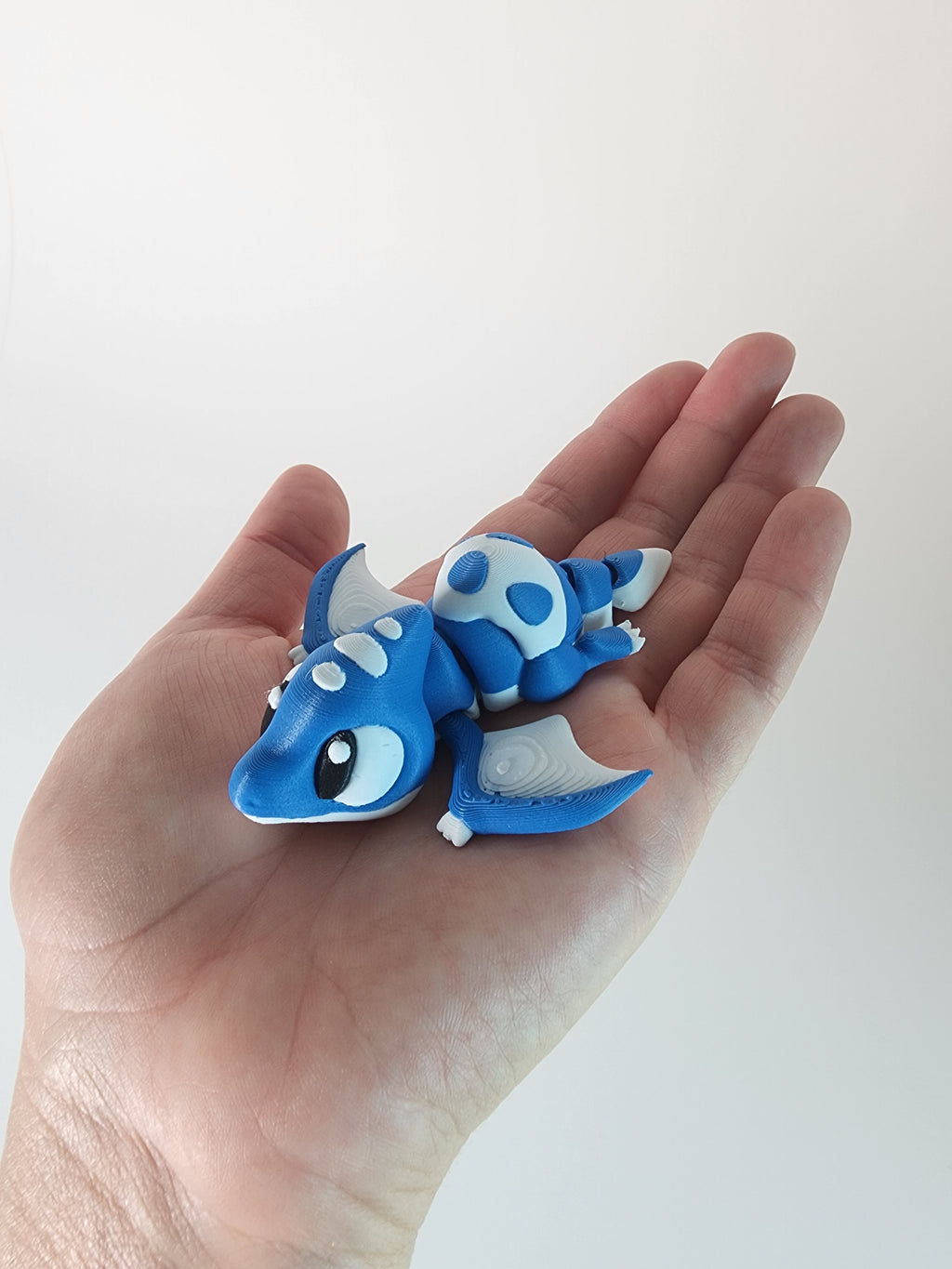 Articulated 3D Printed Baby Pterodactyl Toy: Blue Dino Hatchling