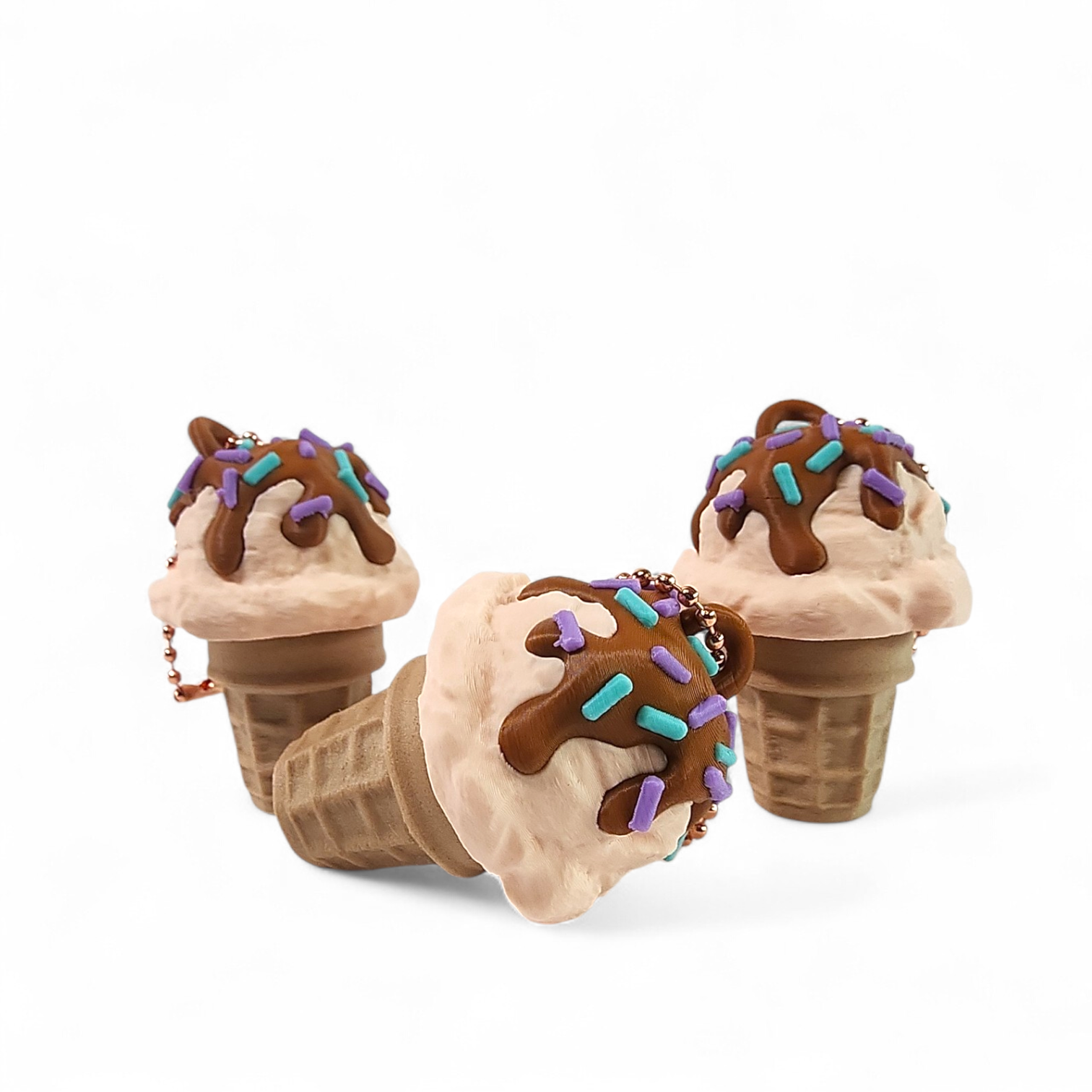 Sprinkles Ice Cream Cone Clicker Keychain – Cute Fidget Toy, Sensory Clicker for Anxiety Relief, Neurodivergent-Friendly, Kawaii Bag Charm