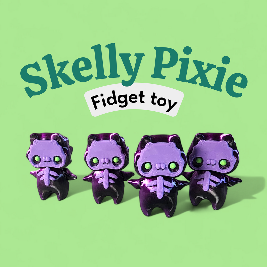 3D Printed Skeleton Pixie Fidget Toy: Gothic Halloween Decor