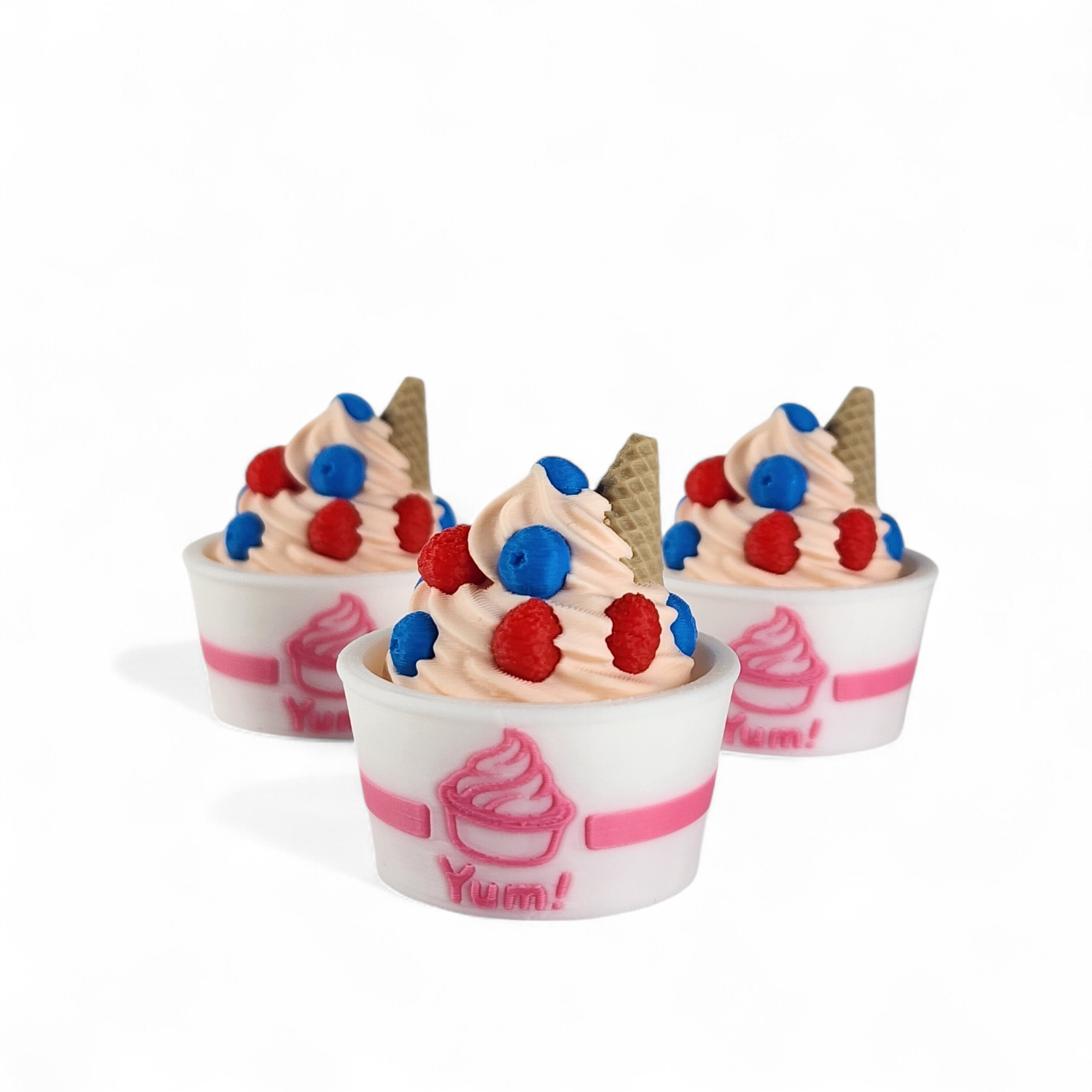 Berry Frozen Yogurt Clicker Keychain – Cute Sensory Fidget Keychain for Stress Relief & Bag Charm