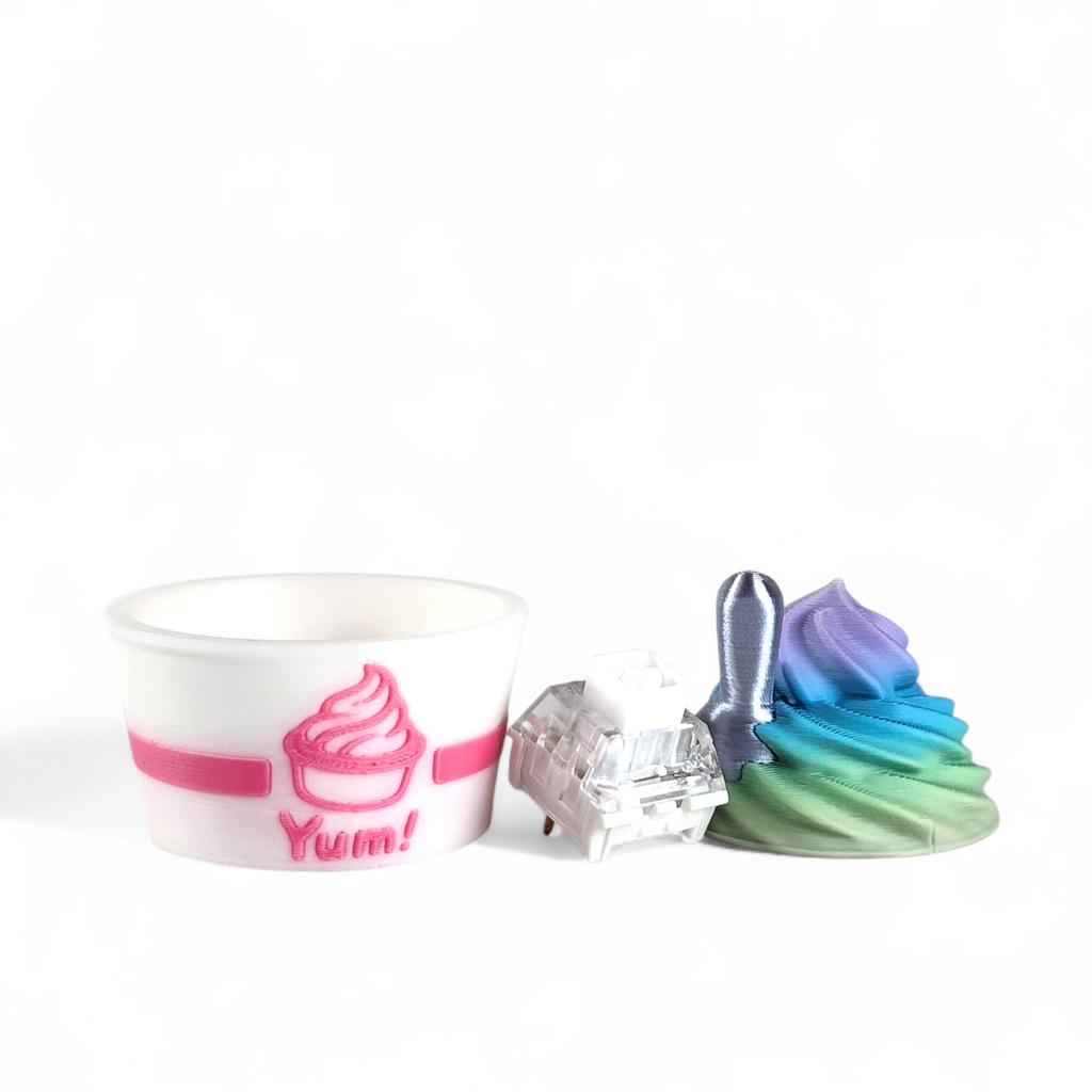Swirly Frozen Yogurt Clicker Keychain – Cute Sensory Fidget Keychain for Stress Relief & Bag Charm