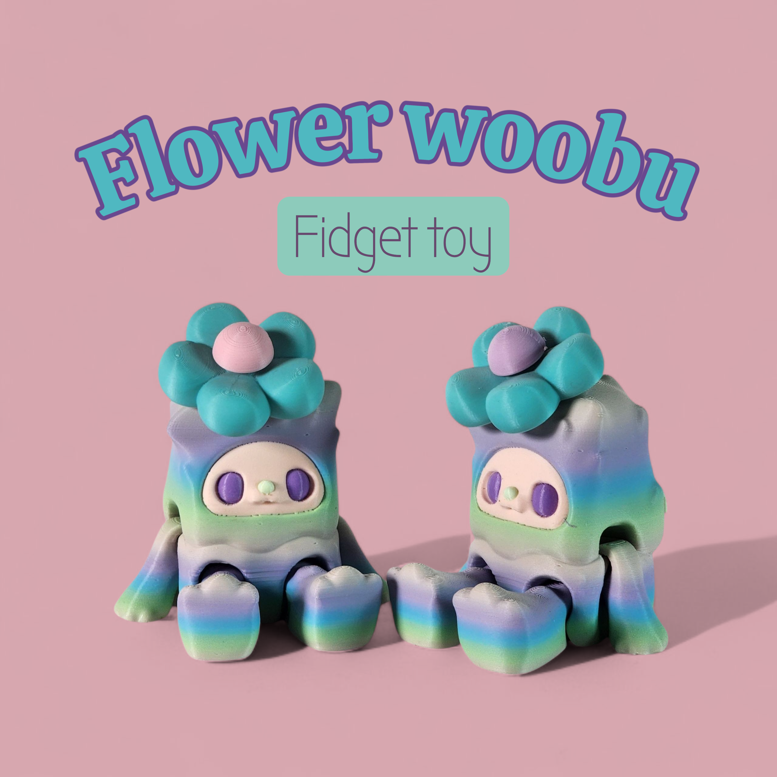 Flower Woobu Fidget Toy: 3D Printed Pastel Desk Companion
