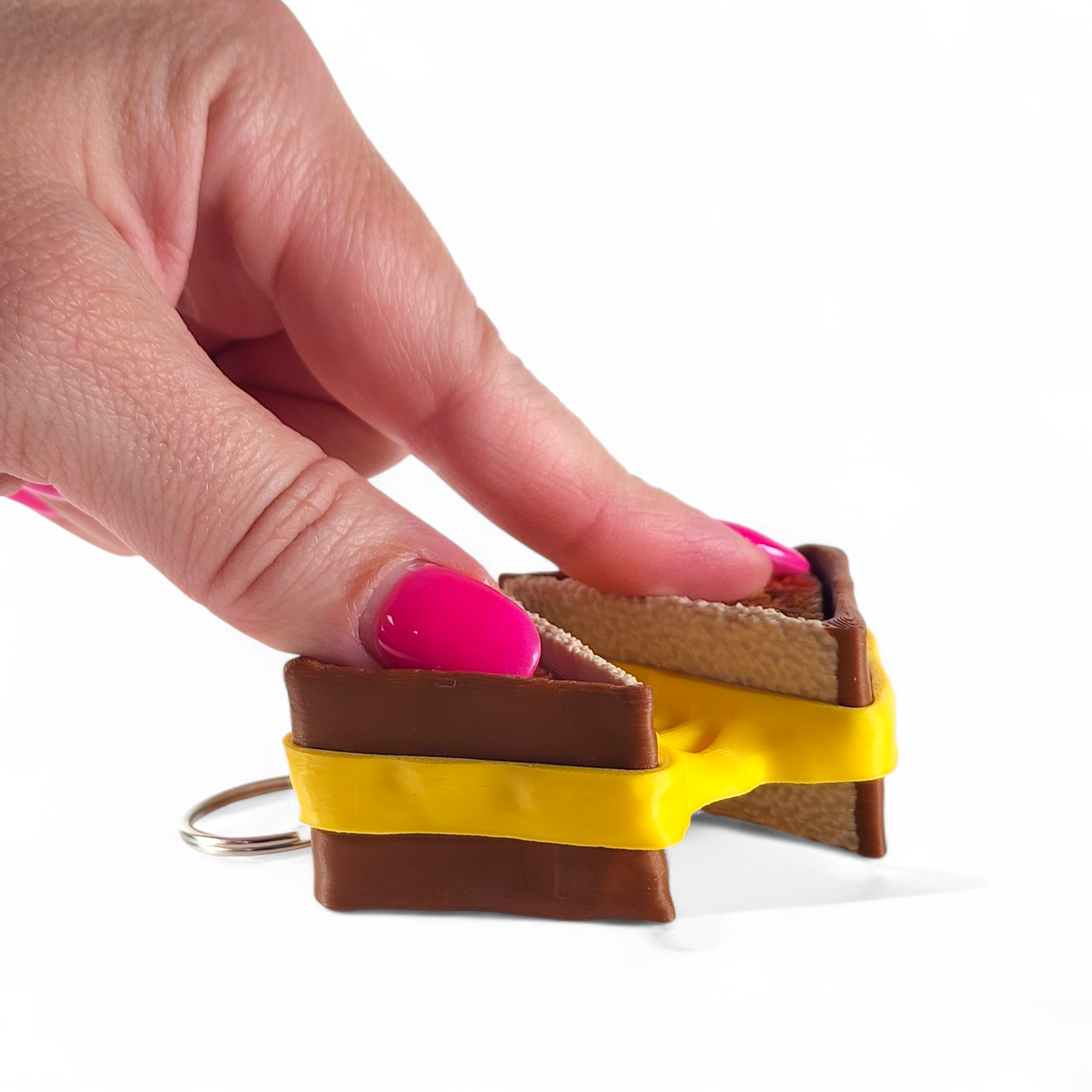 Grilled Cheese Clicker Keychain | Cute Fidget Toy | Sensory Stress Relief | Food Keychain | Kawaii Bag Charm | 3D Printed Mini Gift