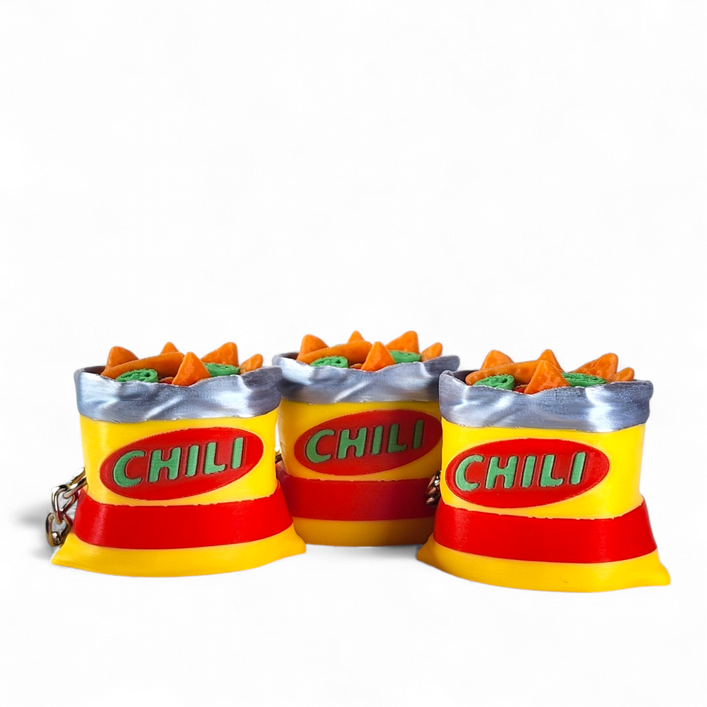 Chili Chips Bag Clicker Keychain | Mini Food Fidget Toy | Sensory Keychain | Cute Miniature Snack Toy | Neurodivergent Friendly Gift