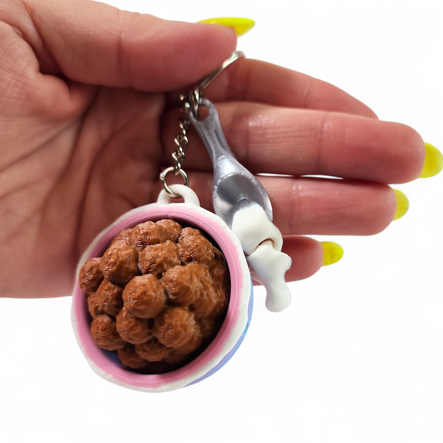 Cocoa Puff Clicker Keychain | Cute Cereal Fidget Toy, Sensory Clicker, Kawaii Bag Charm, ASMR Desk Toy