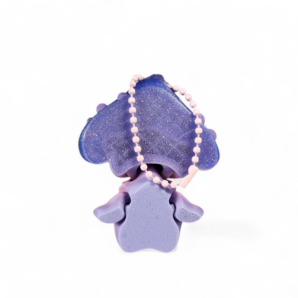 Handmade Glittery Mushroom Pixie Keychain – Purple & Blue Fidget Toy