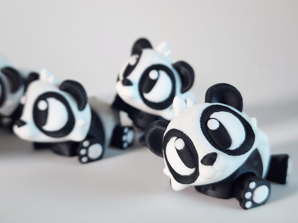 3D Printed Panda Figurine: Kawaii Desk Pet, Handmade PLA Model
