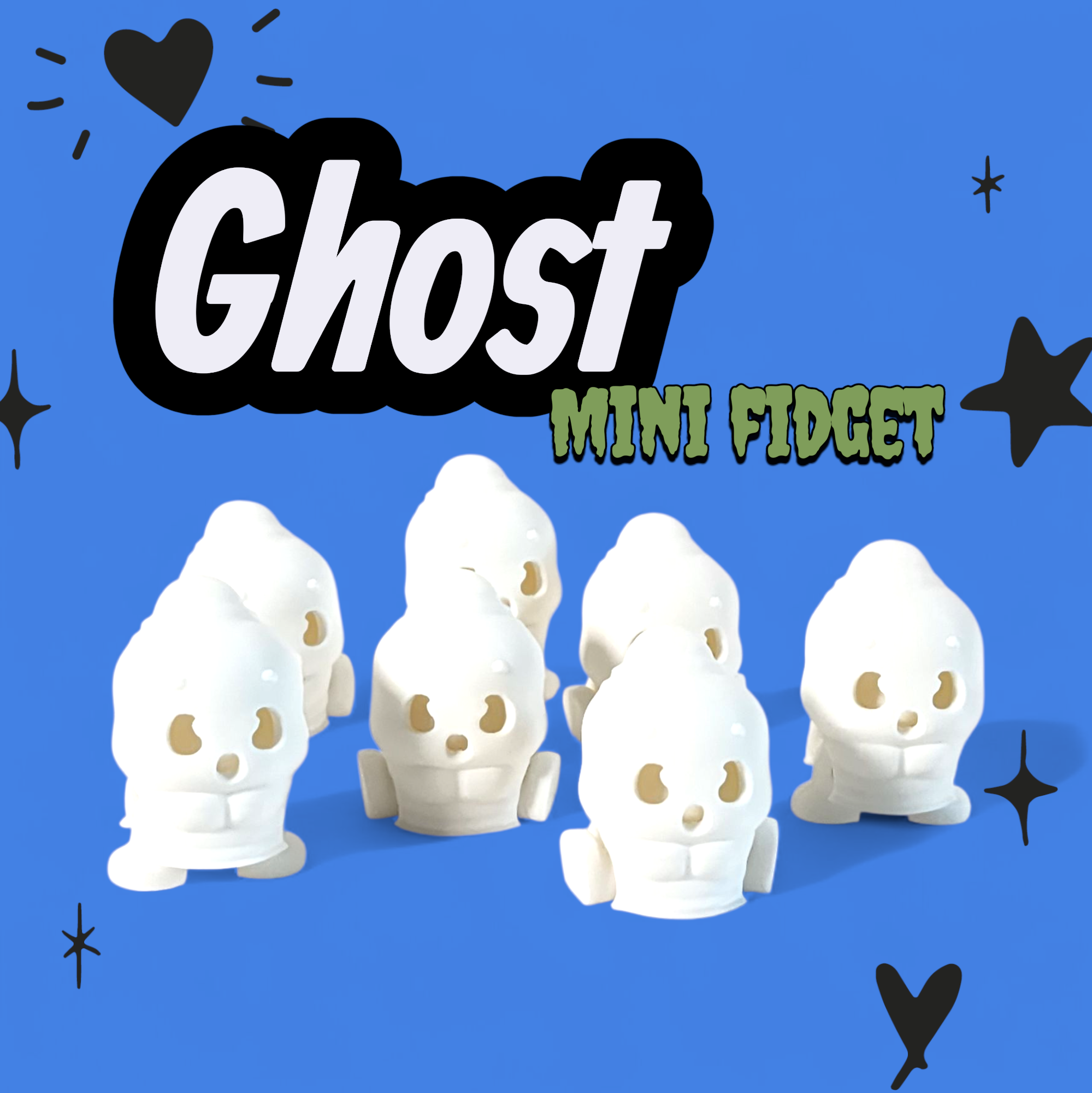 Mini Ghost Fidget – Fun Spooky Stress Relief Toy | 3D Printed Collectible