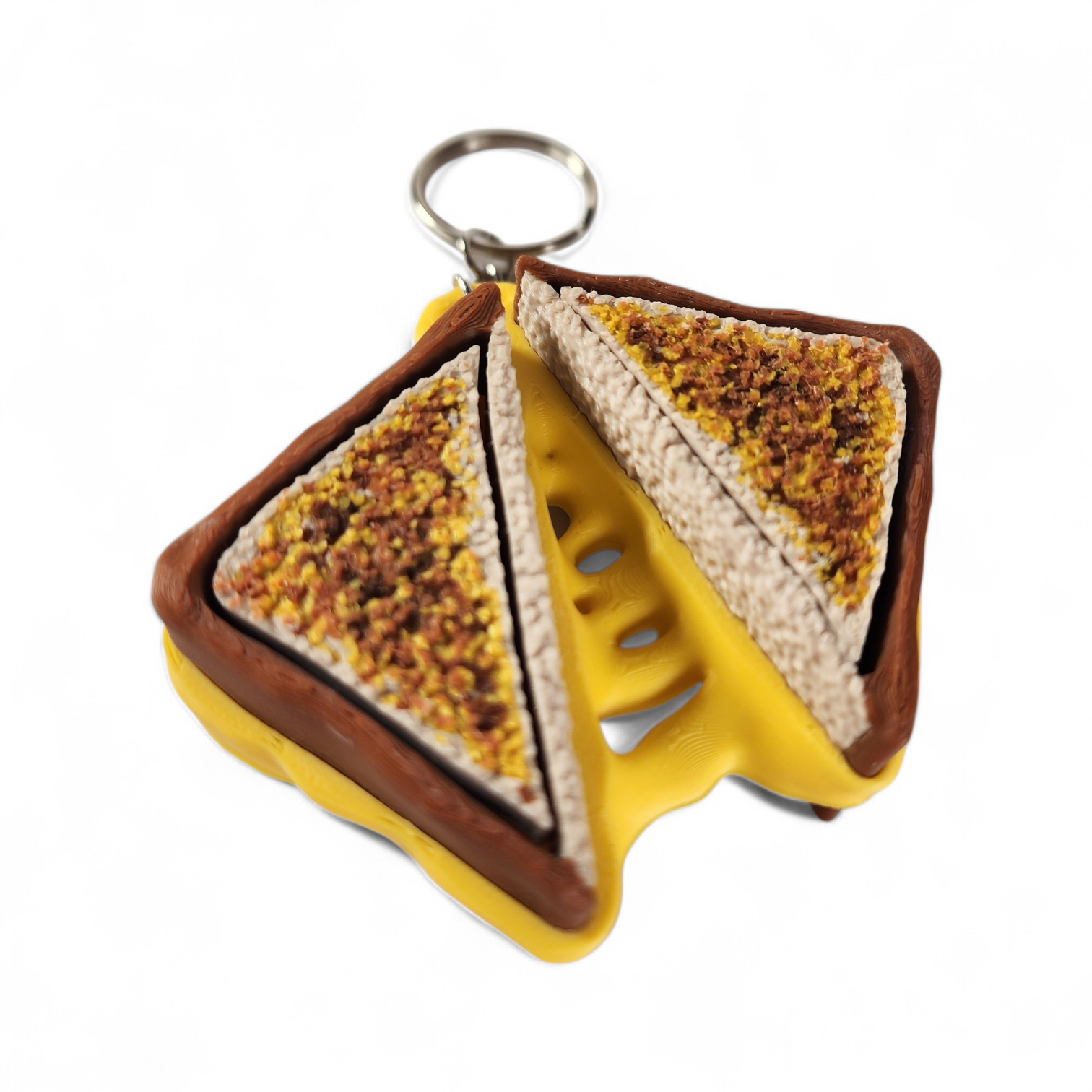 Grilled Cheese Clicker Keychain | Cute Fidget Toy | Sensory Stress Relief | Food Keychain | Kawaii Bag Charm | 3D Printed Mini Gift