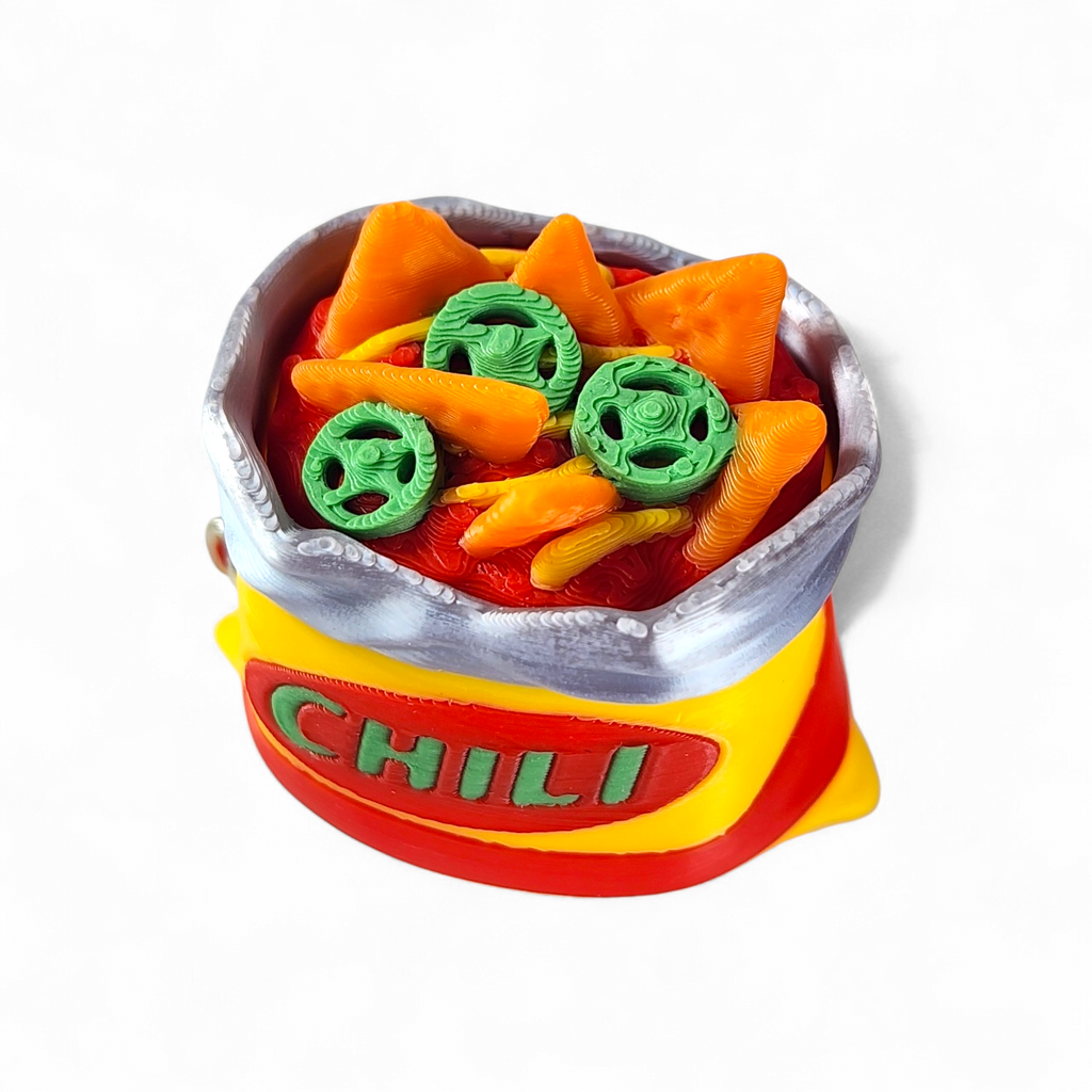 Chili Chips Bag Clicker Keychain | Mini Food Fidget Toy | Sensory Keychain | Cute Miniature Snack Toy | Neurodivergent Friendly Gift