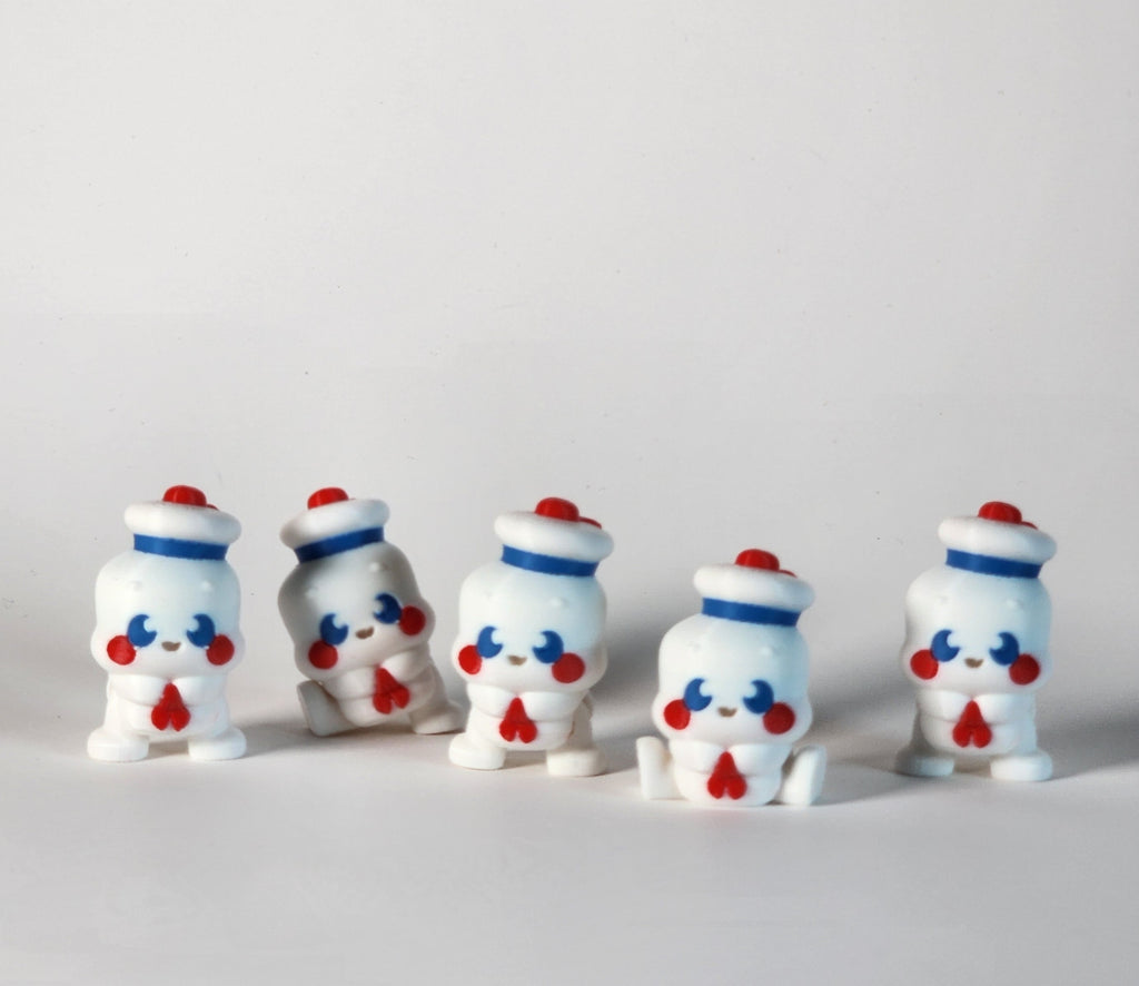 Mini Marshmallow Man Fidget Toy – 3D Printed Ghostbusters-Inspired Collectible | Halloween Vintage Kawaii Figure