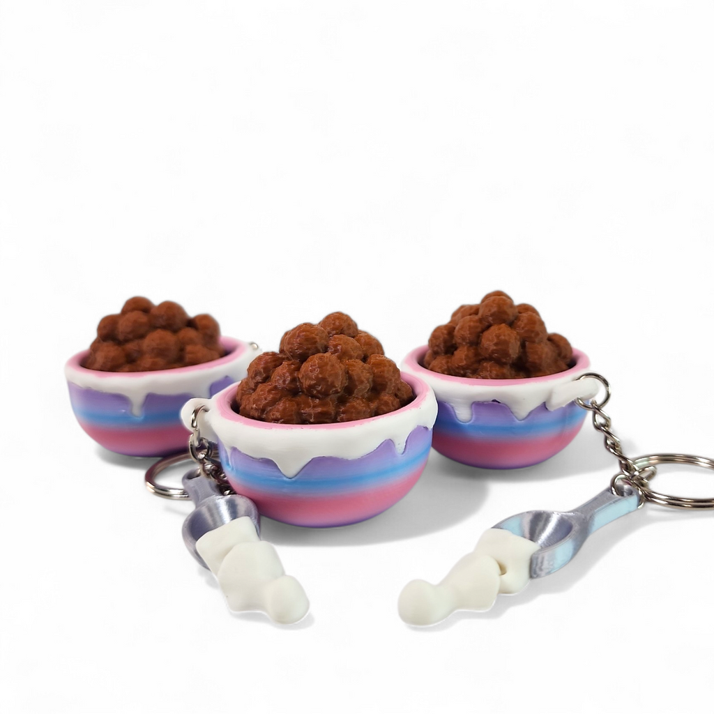 Cocoa Puff Clicker Keychain | Cute Cereal Fidget Toy, Sensory Clicker, Kawaii Bag Charm, ASMR Desk Toy