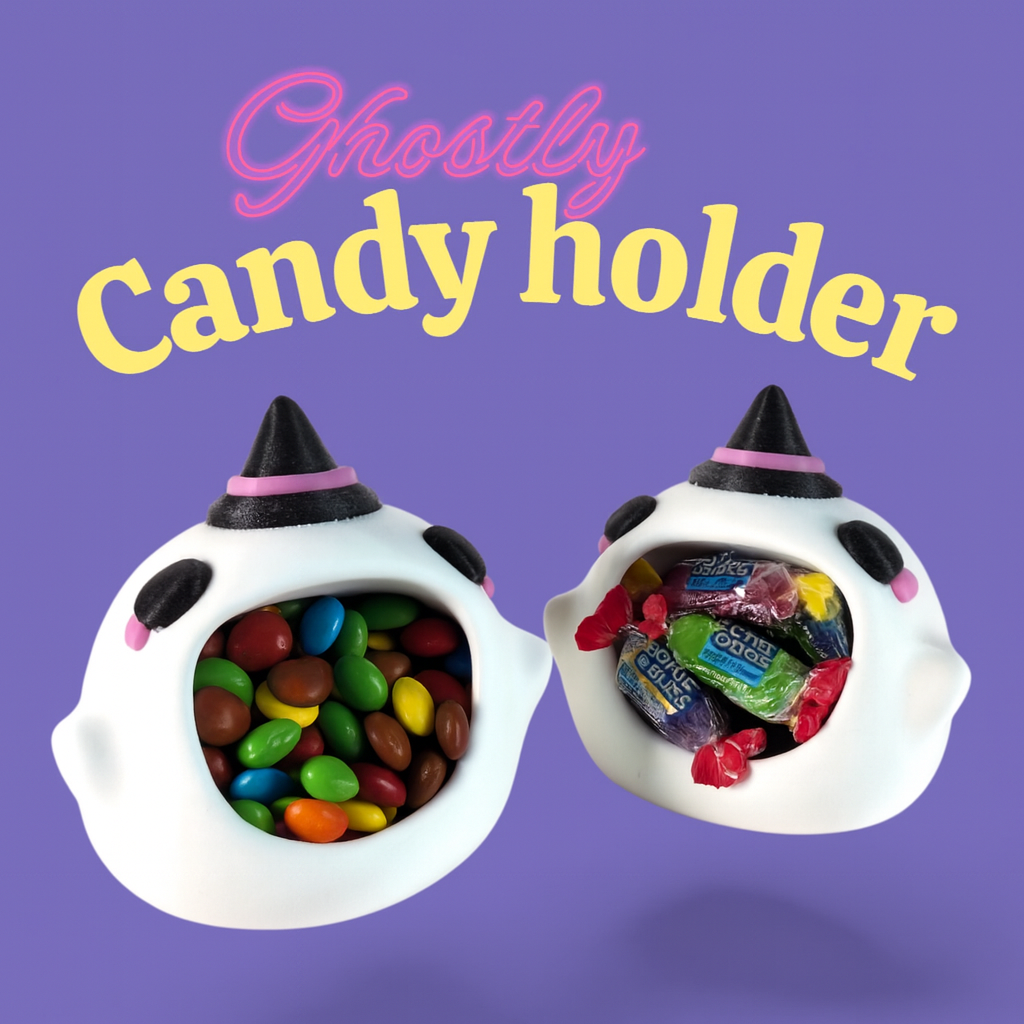 3D Printed Ghost Candy Holder – Halloween Witch Hat Decor