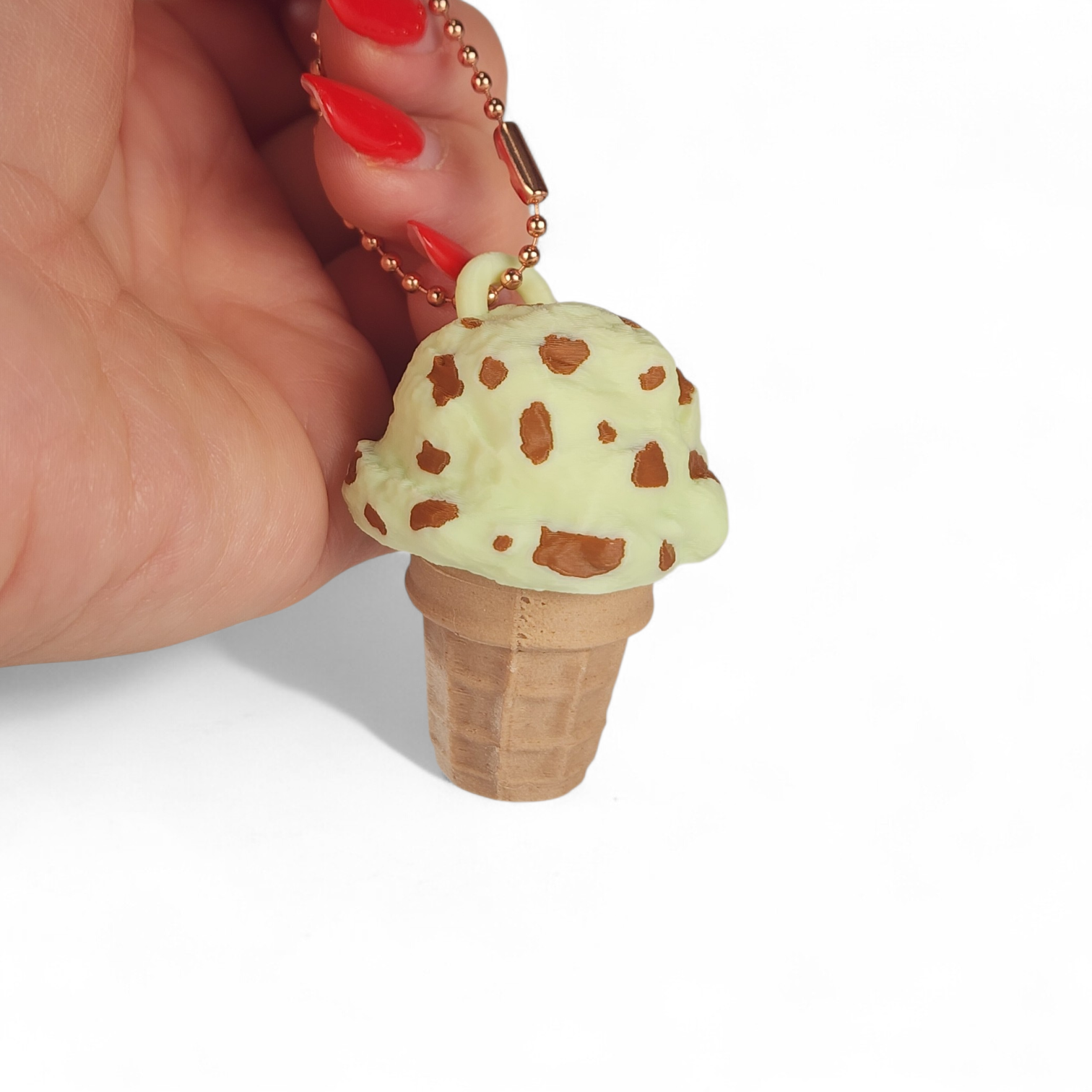 Mint Chip Ice Cream Clicker Keychain – Cute Fidget Toy, Sensory Clicker for Anxiety Relief, Neurodivergent-Friendly, Kawaii Bag Charm