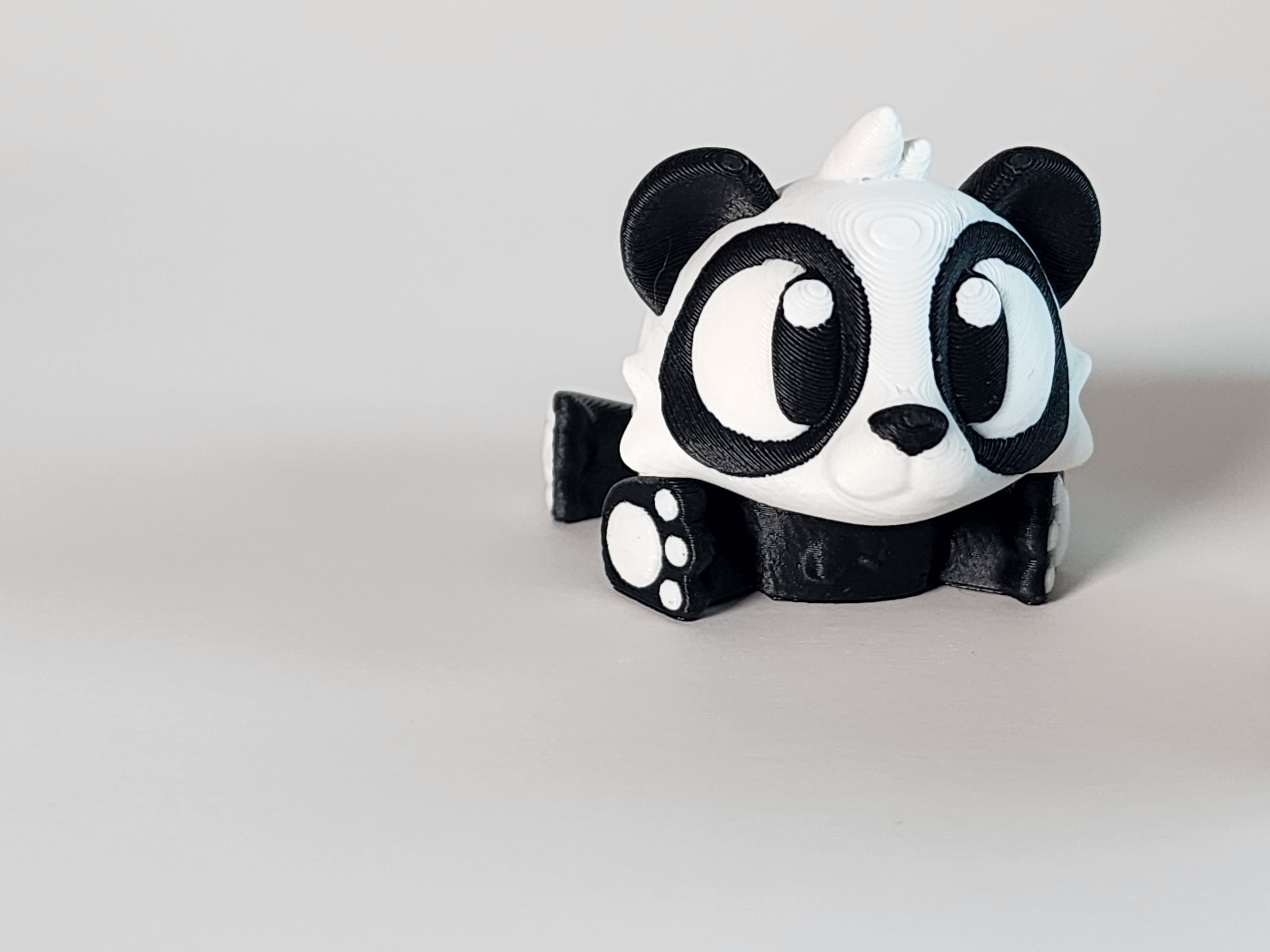 3D Printed Panda Figurine: Kawaii Desk Pet, Handmade PLA Model
