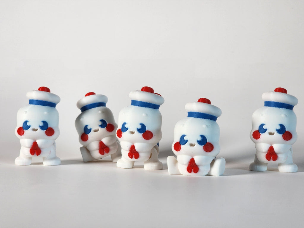 Mini Marshmallow Man Fidget Toy – 3D Printed Ghostbusters-Inspired Collectible | Halloween Vintage Kawaii Figure