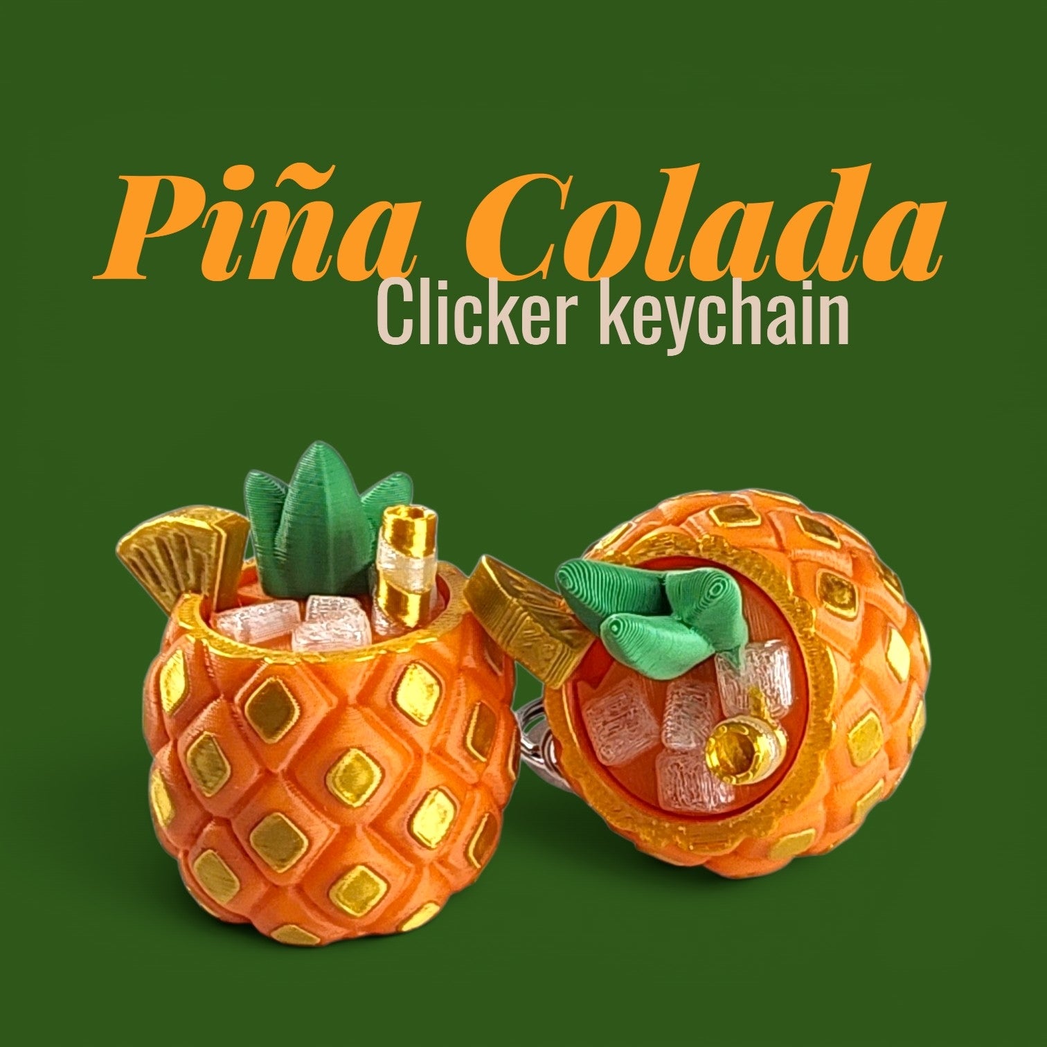 Pina Colada Clicker Keychain | Tropical Pineapple Fidget Toy | Sensory Bag Charm | Kawaii Toy