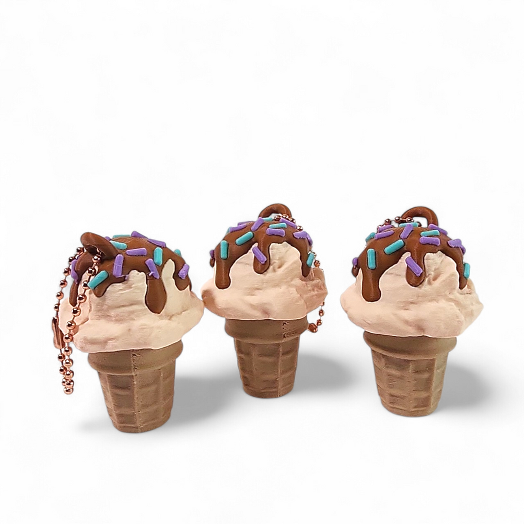 Sprinkles Ice Cream Cone Clicker Keychain – Cute Fidget Toy, Sensory Clicker for Anxiety Relief, Neurodivergent-Friendly, Kawaii Bag Charm
