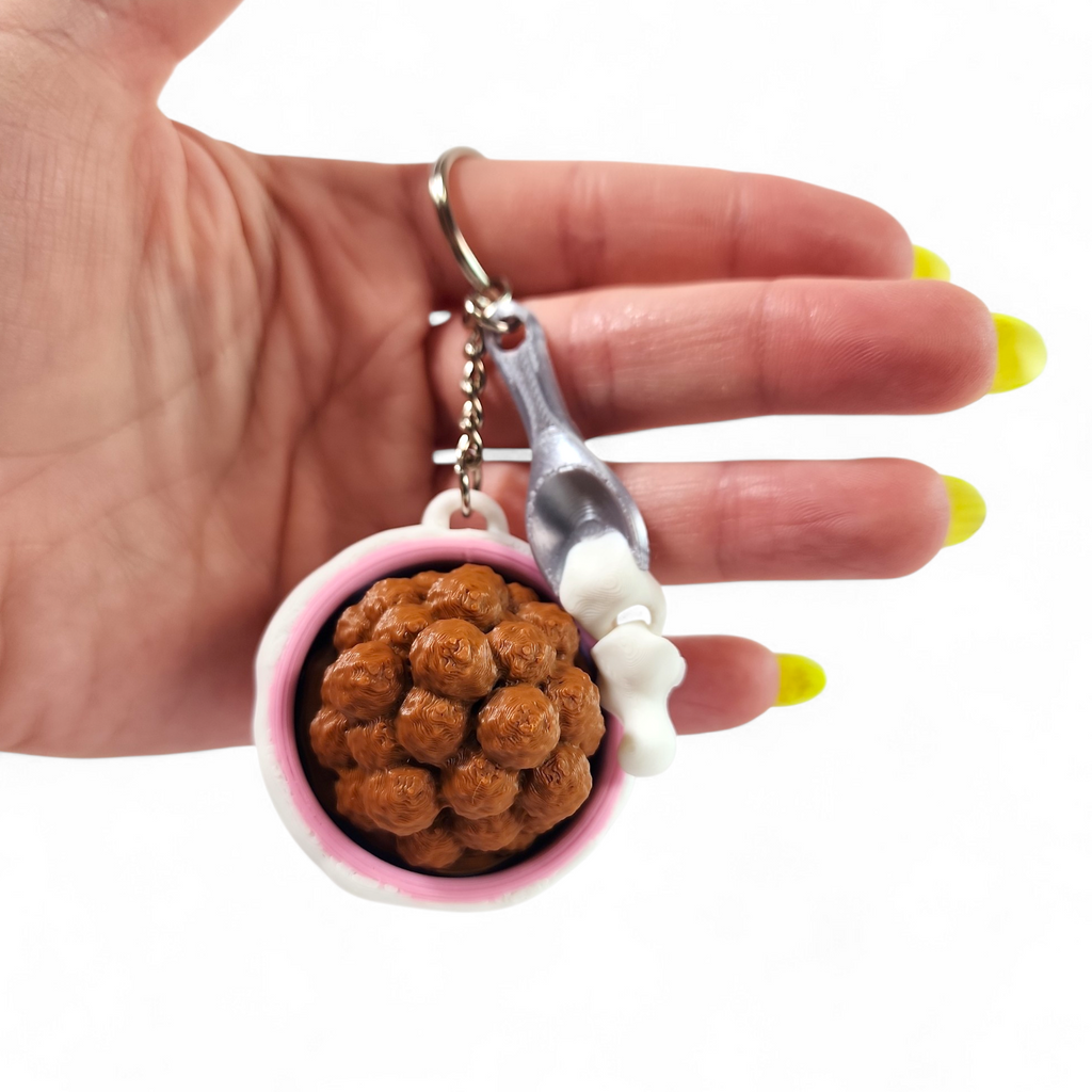 Cocoa Puff Clicker Keychain | Cute Cereal Fidget Toy, Sensory Clicker, Kawaii Bag Charm, ASMR Desk Toy