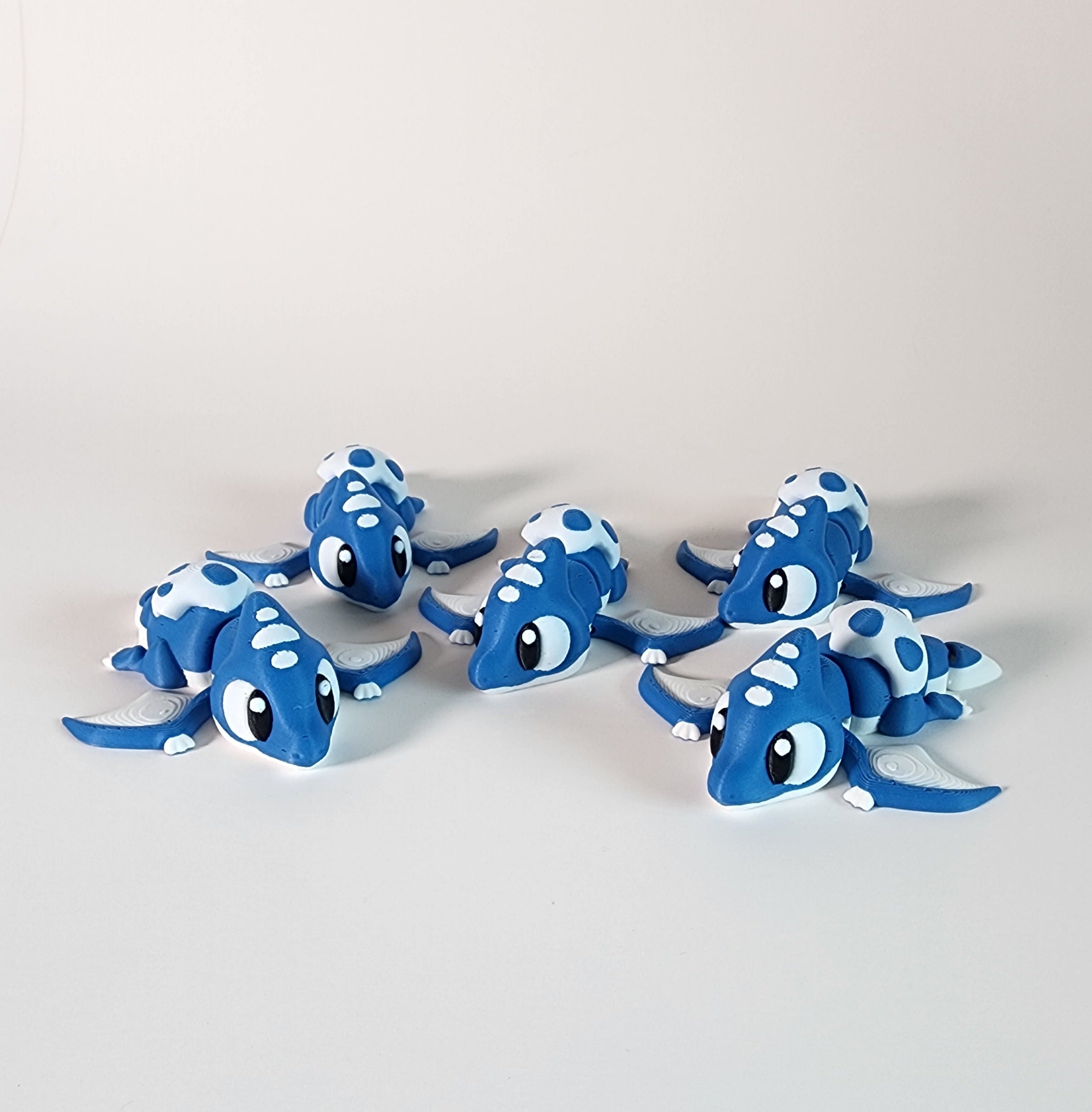 Articulated 3D Printed Baby Pterodactyl Toy: Blue Dino Hatchling