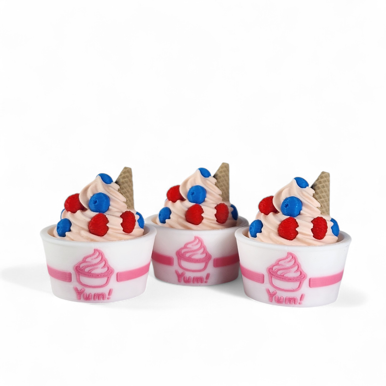Berry Frozen Yogurt Clicker Keychain – Cute Sensory Fidget Keychain for Stress Relief & Bag Charm
