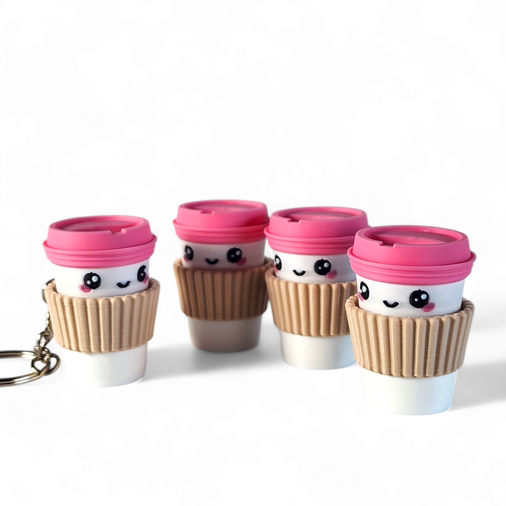 Cute Coffee Cup Clicker Keychain | Mini To-Go Coffee Fidget Toy | Sensory Keychain | Kawaii Miniature Cup Charm | Stress Relief Gift