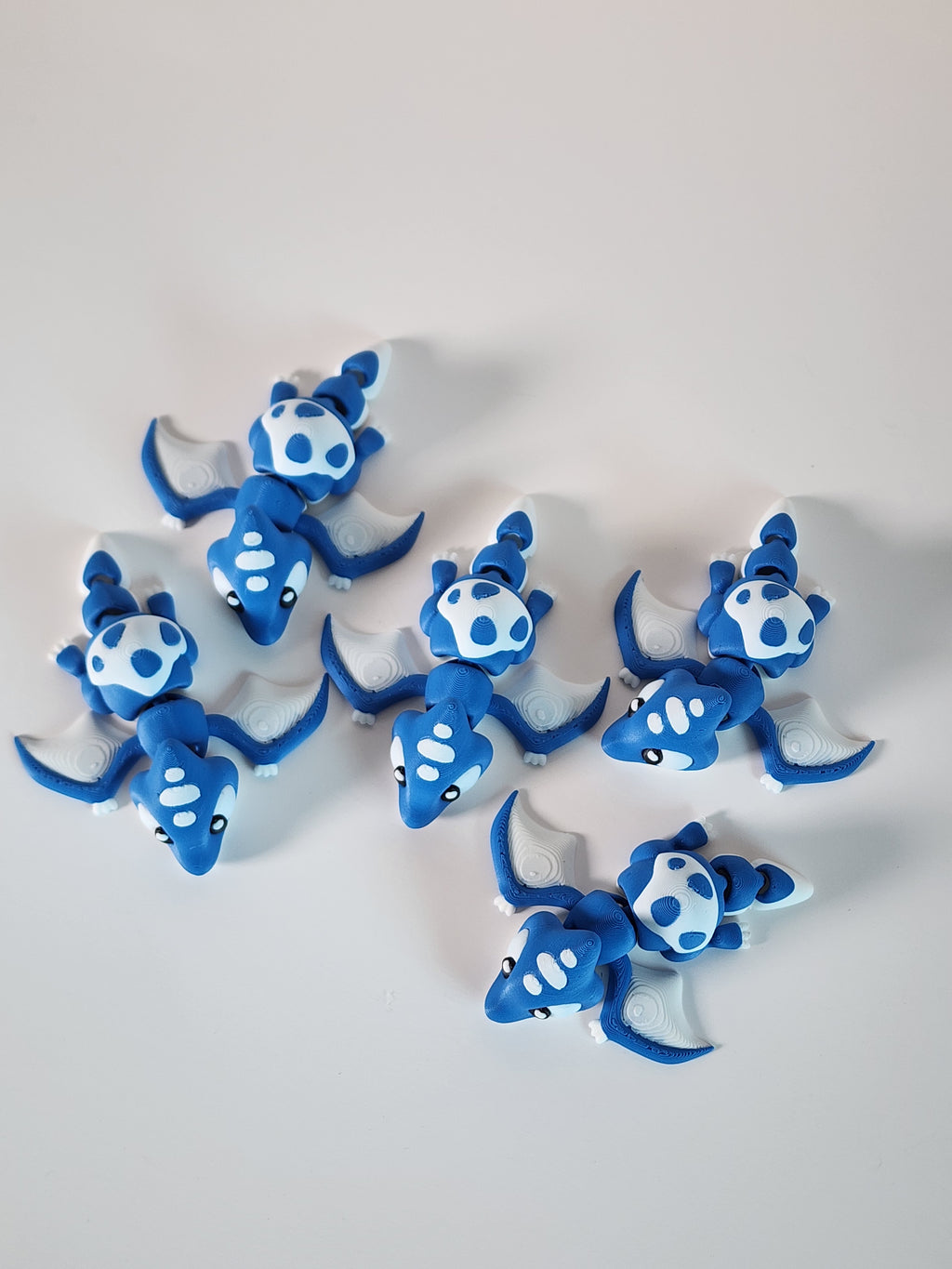 Articulated 3D Printed Baby Pterodactyl Toy: Blue Dino Hatchling