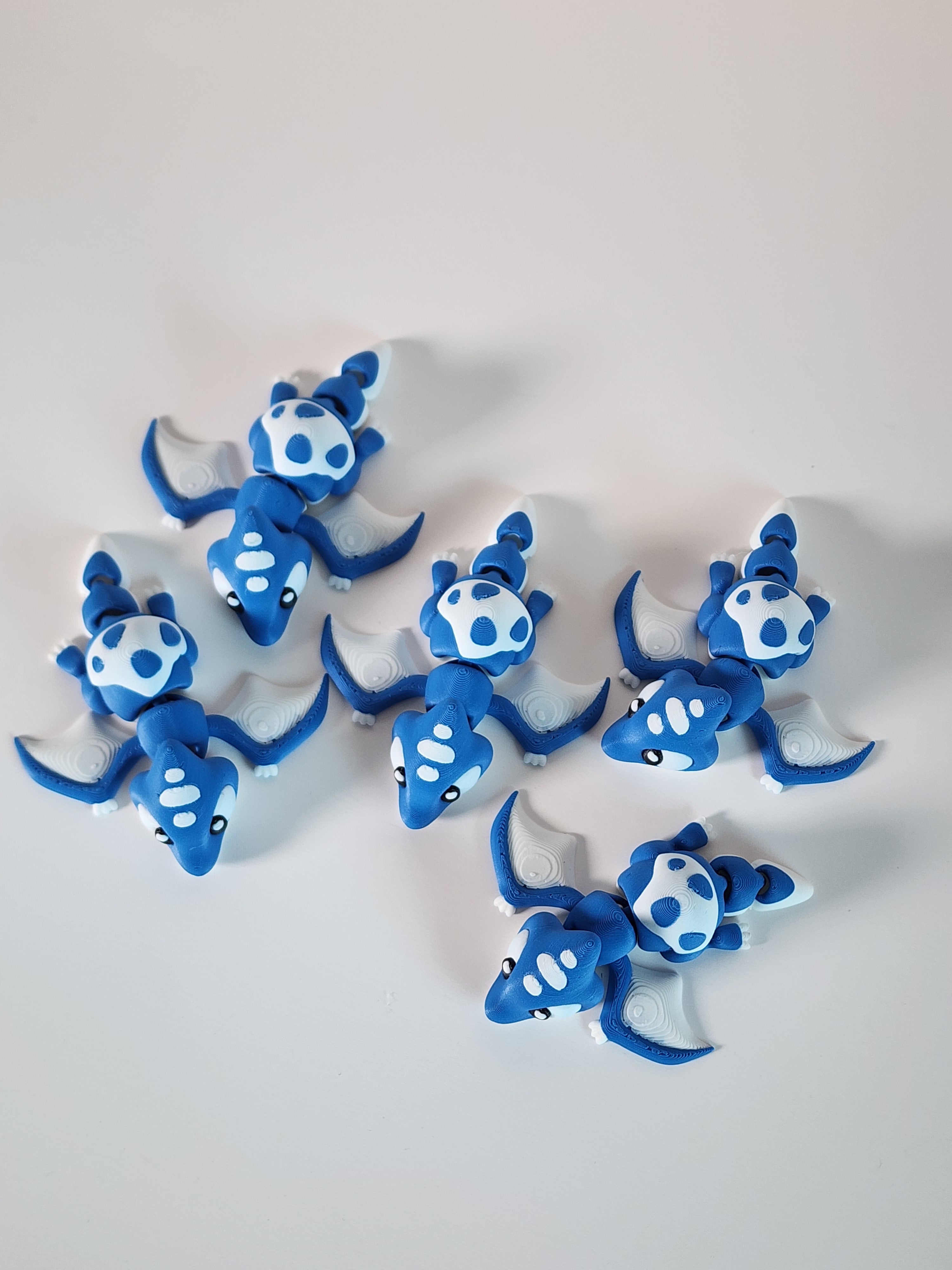 Articulated 3D Printed Baby Pterodactyl Toy: Blue Dino Hatchling