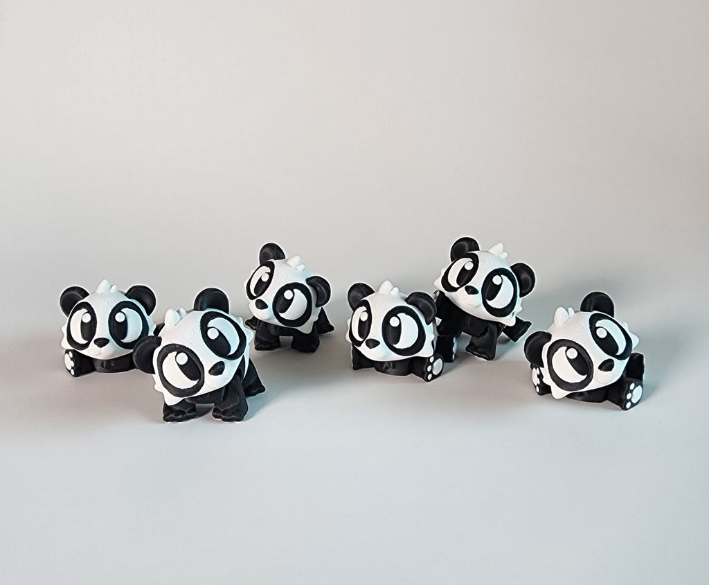 3D Printed Panda Figurine: Kawaii Desk Pet, Handmade PLA Model