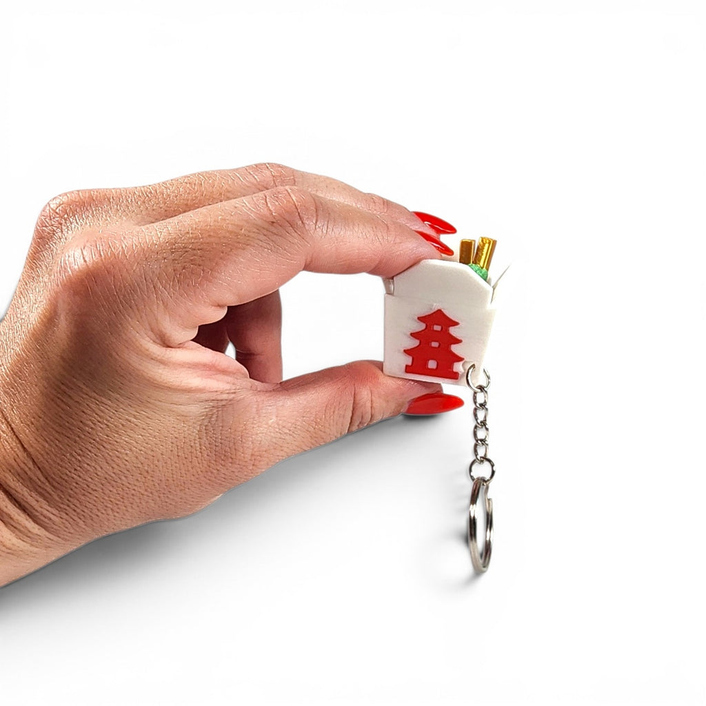 Chinese Takeout Clicker Keychain | Cute Food Fidget Toy | Bag Charm | Sensory Keychain