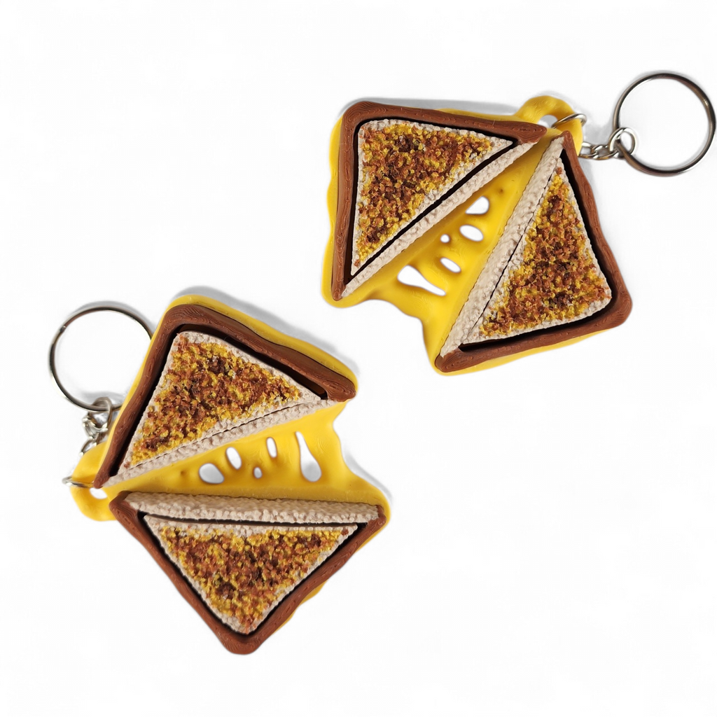 Grilled Cheese Clicker Keychain | Cute Fidget Toy | Sensory Stress Relief | Food Keychain | Kawaii Bag Charm | 3D Printed Mini Gift
