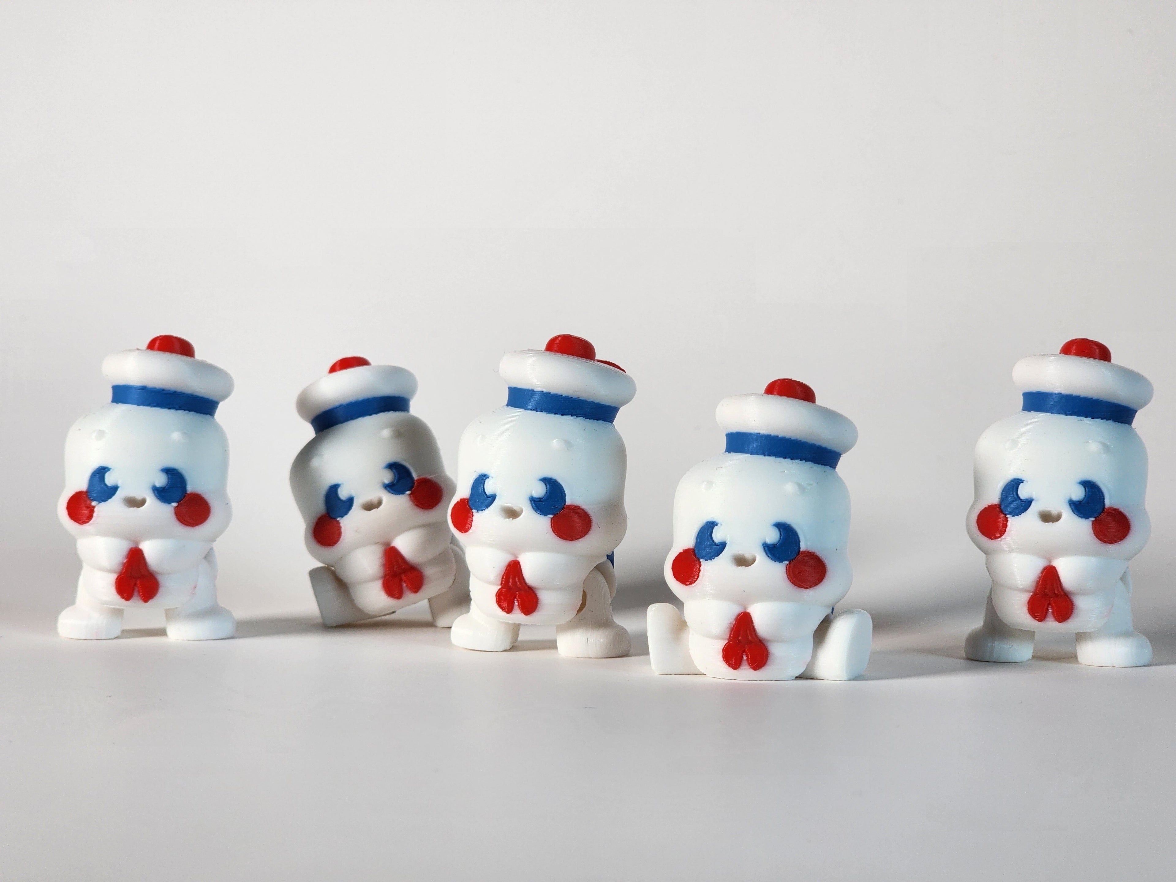 Mini Marshmallow Man Fidget Toy – 3D Printed Ghostbusters-Inspired Collectible | Halloween Vintage Kawaii Figure