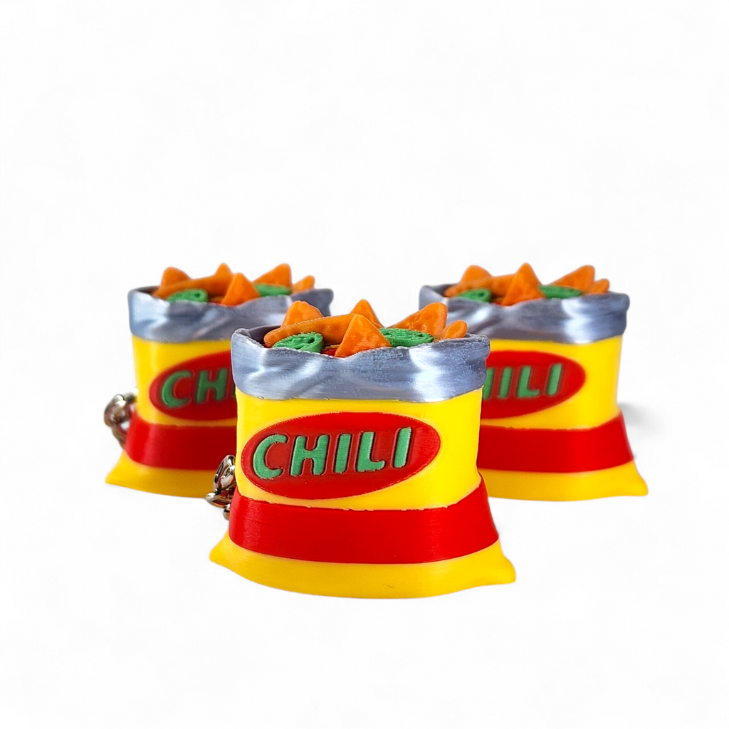 Chili Chips Bag Clicker Keychain | Mini Food Fidget Toy | Sensory Keychain | Cute Miniature Snack Toy | Neurodivergent Friendly Gift