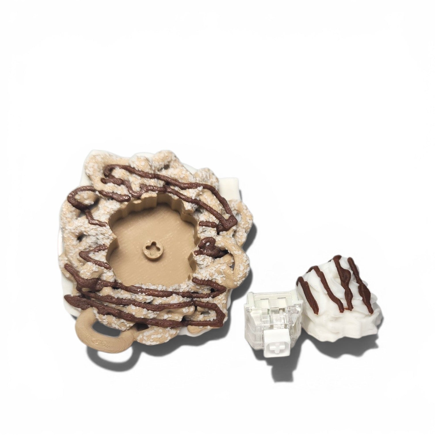 Funnel Cake Clicker Keychain | Cute Dessert Fidget Bag Charm | Whipped Cream Click Toy