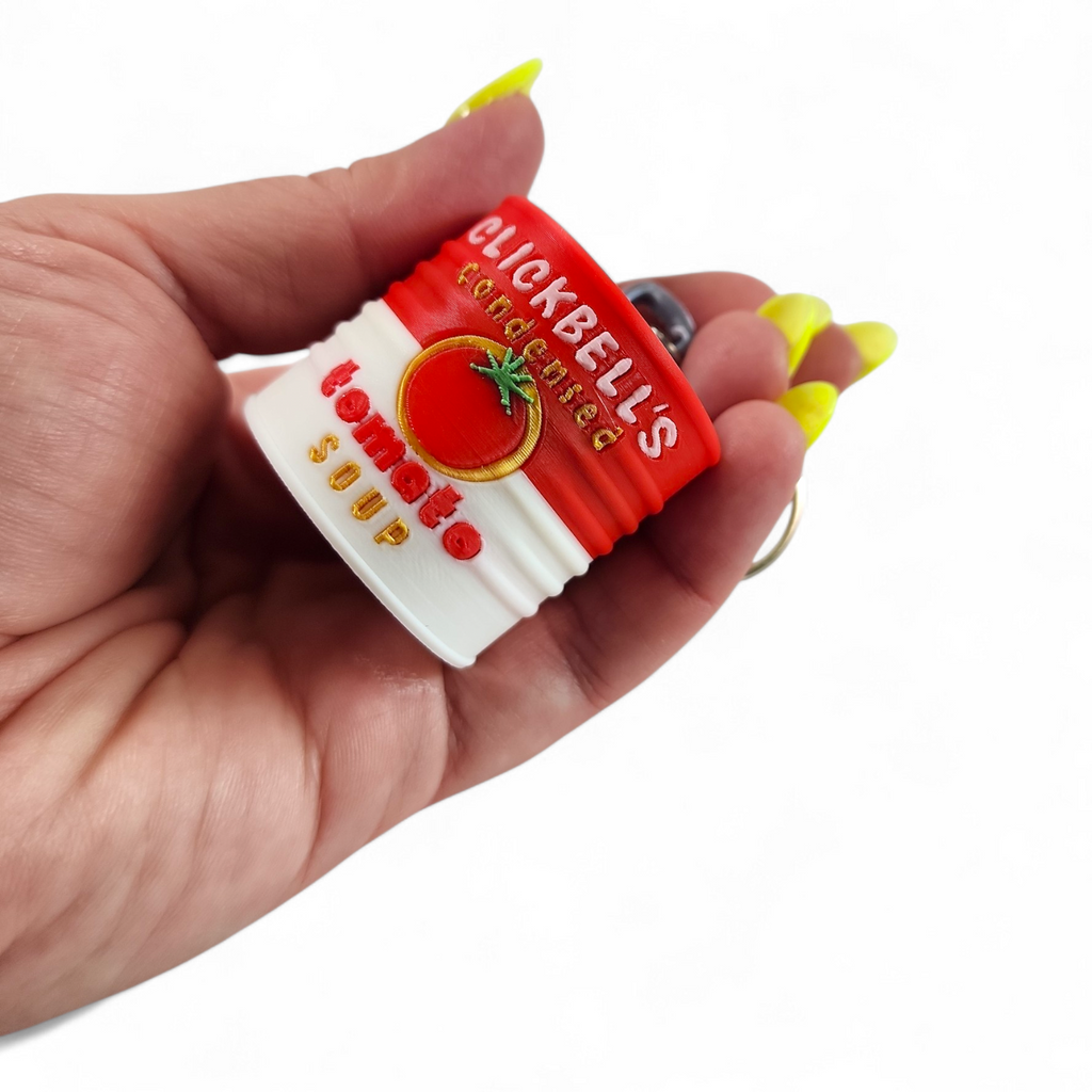 Tomato Soup Clicker Keychain – Cute Mini Food Fidget Toy, Sensory Clicker, Kawaii Keychain Gift