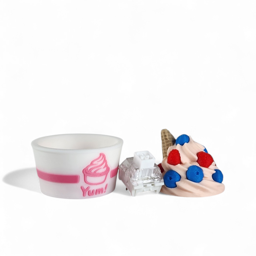 Berry Frozen Yogurt Clicker Keychain – Cute Sensory Fidget Keychain for Stress Relief & Bag Charm