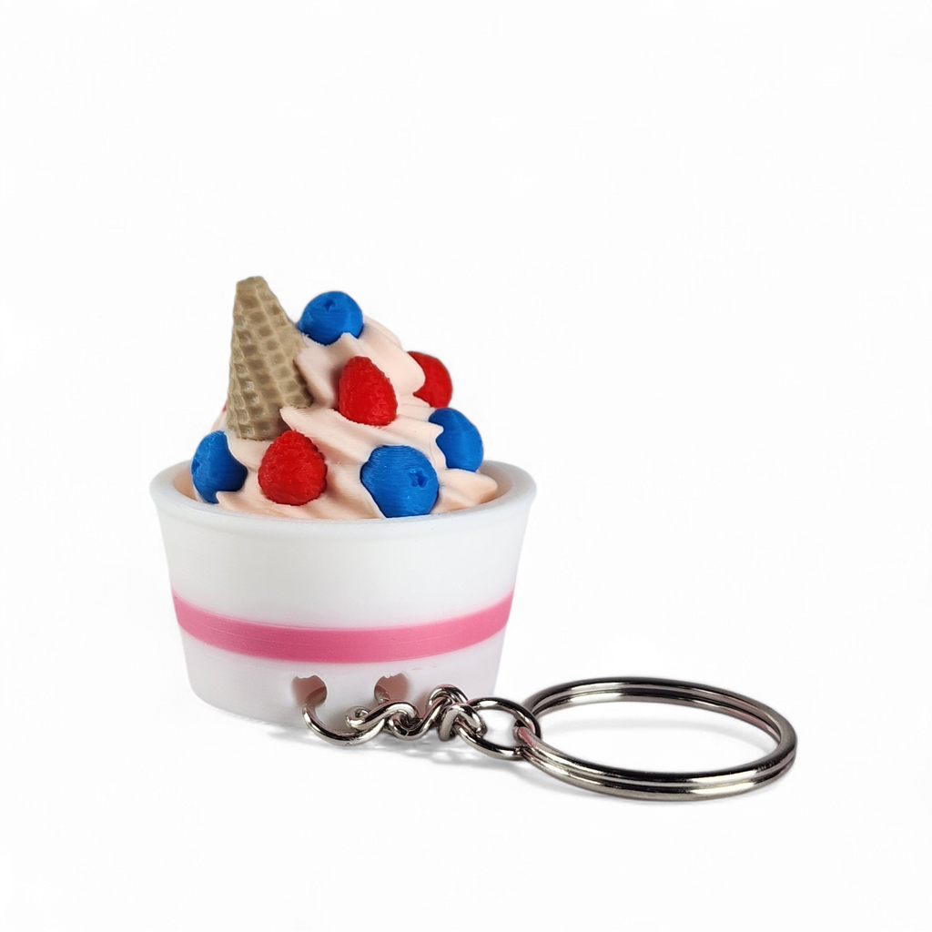 Berry Frozen Yogurt Clicker Keychain – Cute Sensory Fidget Keychain for Stress Relief & Bag Charm