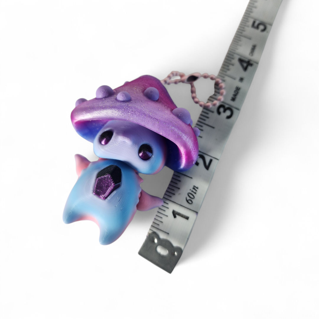 Handmade Glittery Mushroom Pixie Keychain – Purple & Blue Fidget Toy