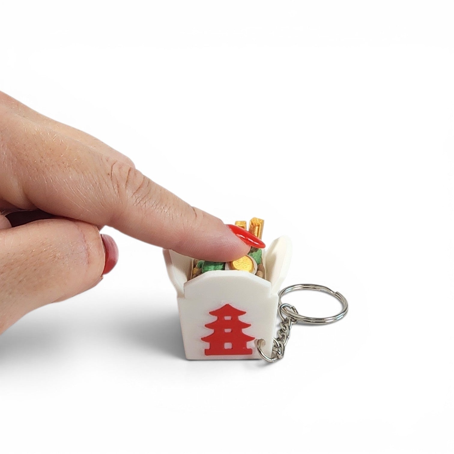Chinese Takeout Clicker Keychain | Cute Food Fidget Toy | Bag Charm | Sensory Keychain