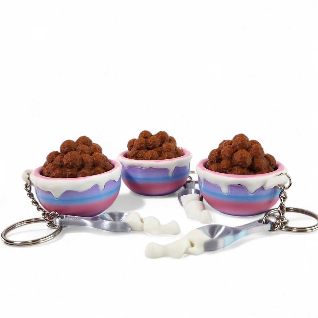 Cocoa Puff Clicker Keychain | Cute Cereal Fidget Toy, Sensory Clicker, Kawaii Bag Charm, ASMR Desk Toy