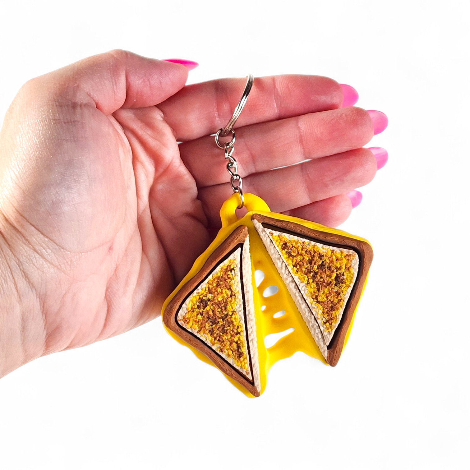 Grilled Cheese Clicker Keychain | Cute Fidget Toy | Sensory Stress Relief | Food Keychain | Kawaii Bag Charm | 3D Printed Mini Gift