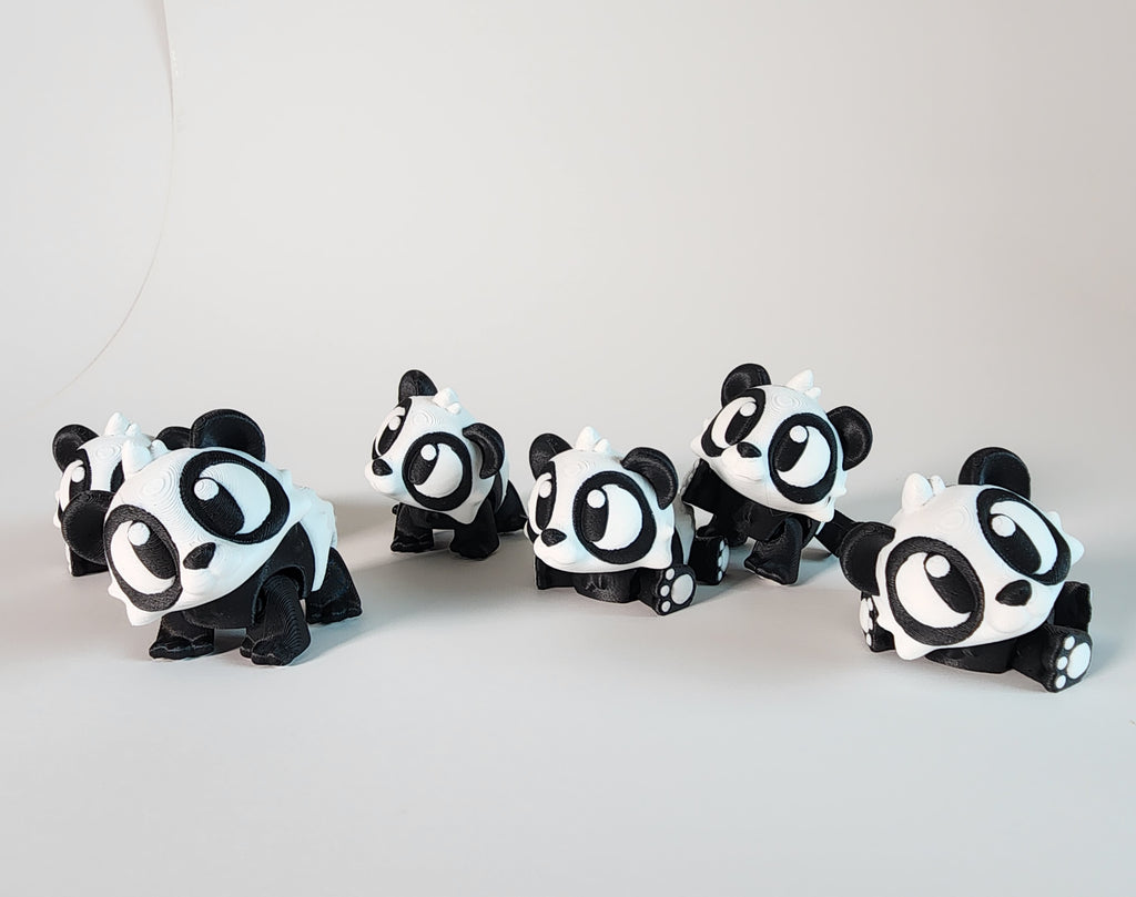 3D Printed Panda Figurine: Kawaii Desk Pet, Handmade PLA Model