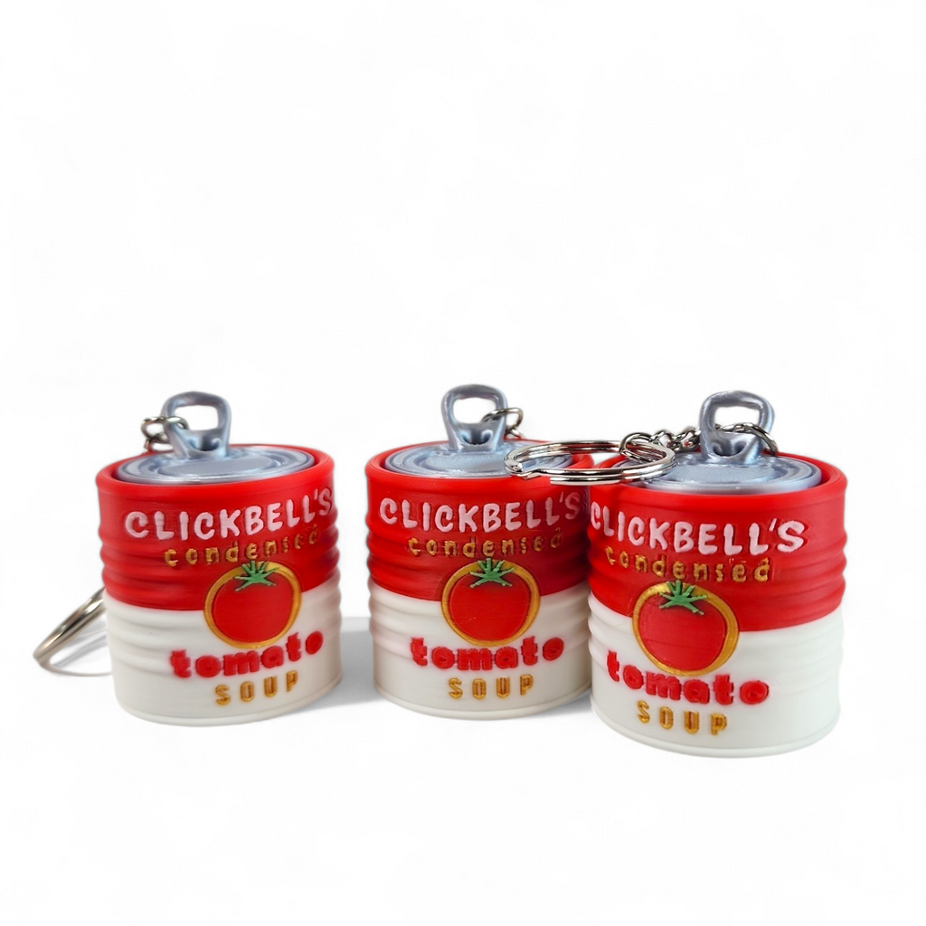 Tomato Soup Clicker Keychain – Cute Mini Food Fidget Toy, Sensory Clicker, Kawaii Keychain Gift