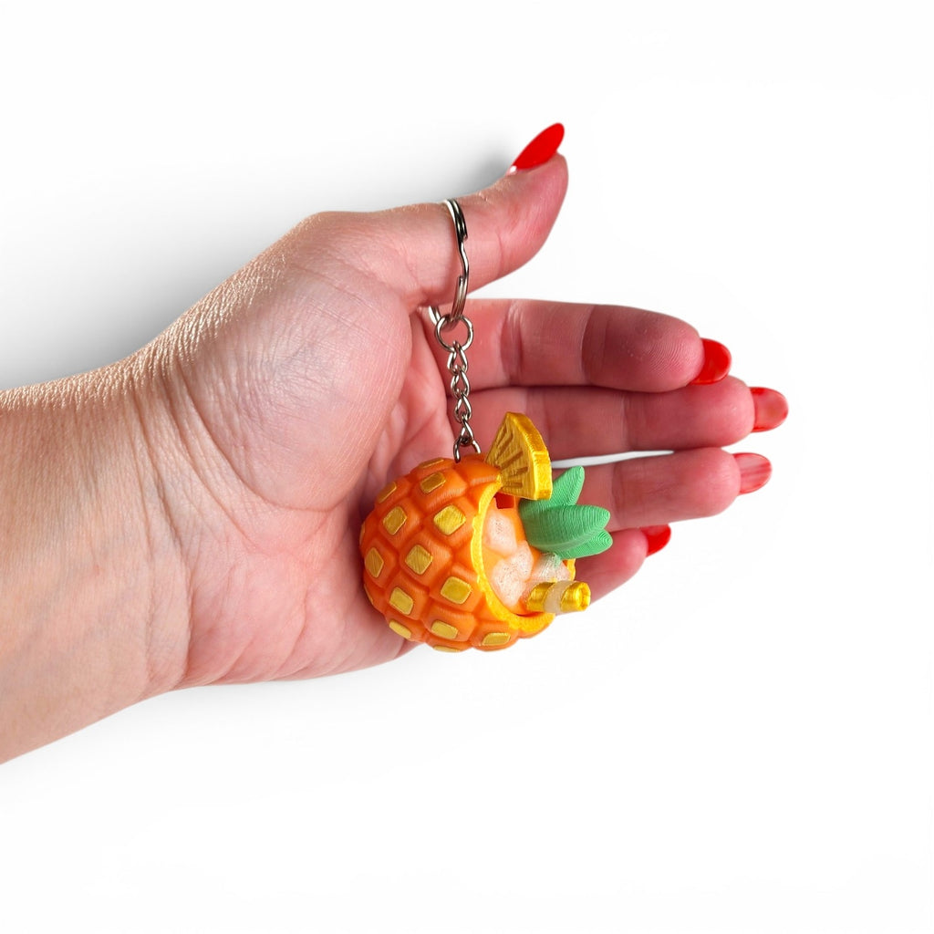 Pina Colada Clicker Keychain | Tropical Pineapple Fidget Toy | Sensory Bag Charm | Kawaii Toy