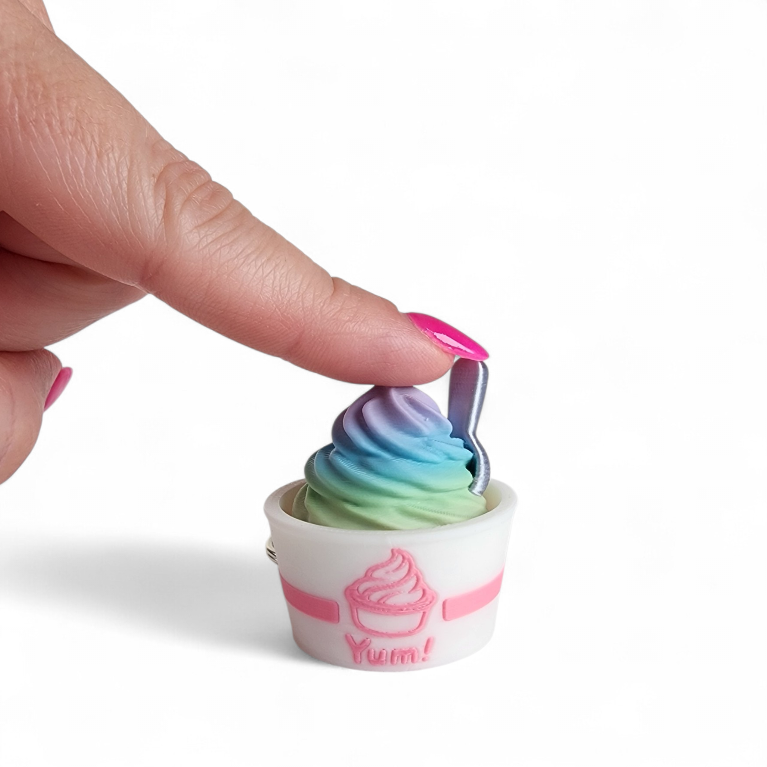 Swirly Frozen Yogurt Clicker Keychain – Cute Sensory Fidget Keychain for Stress Relief & Bag Charm