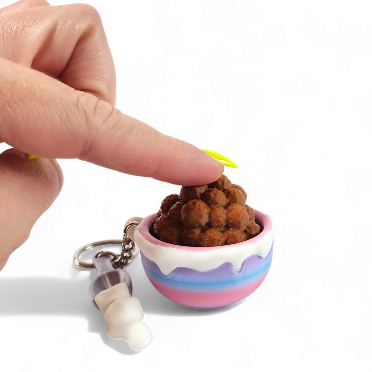 Cocoa Puff Clicker Keychain | Cute Cereal Fidget Toy, Sensory Clicker, Kawaii Bag Charm, ASMR Desk Toy