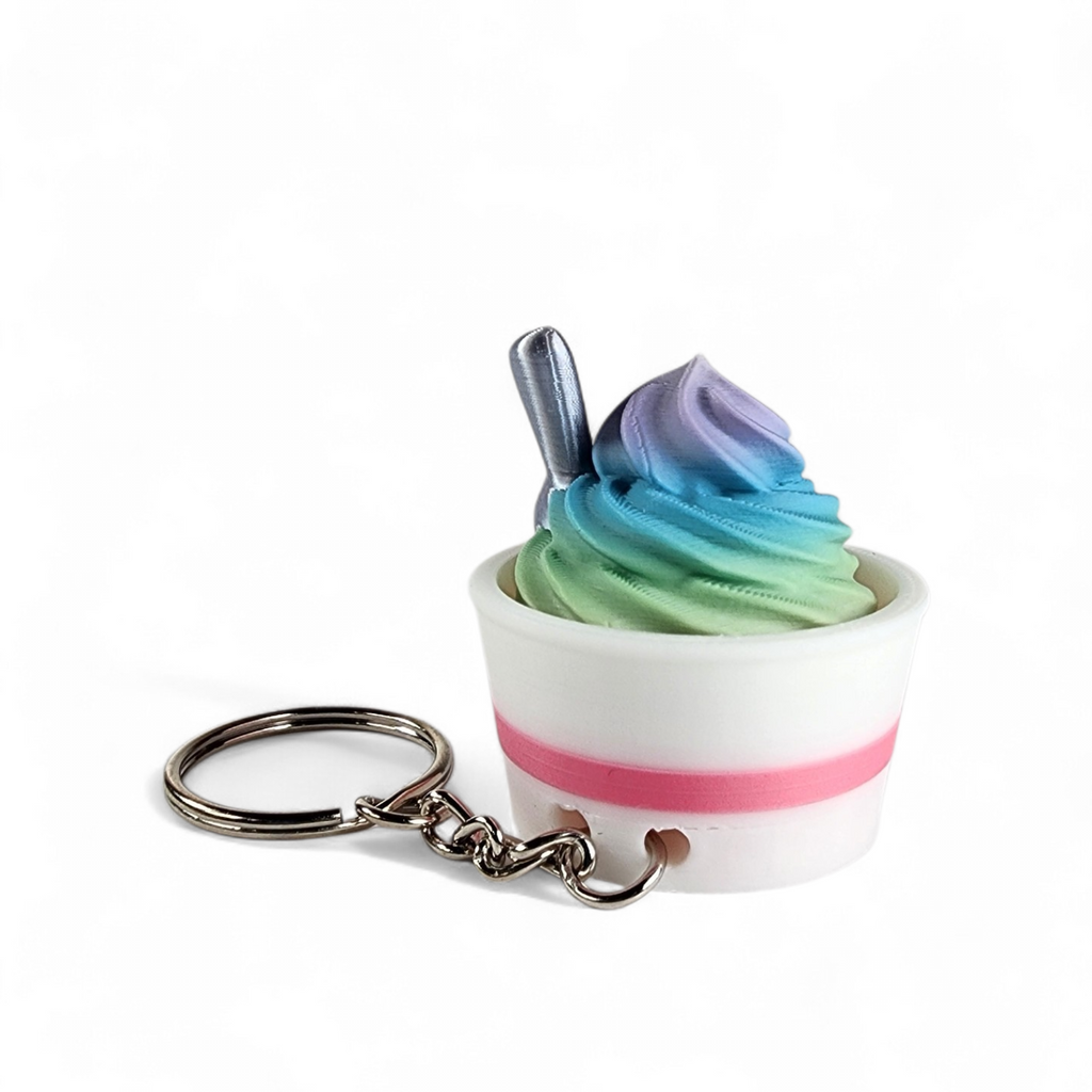 Swirly Frozen Yogurt Clicker Keychain – Cute Sensory Fidget Keychain for Stress Relief & Bag Charm